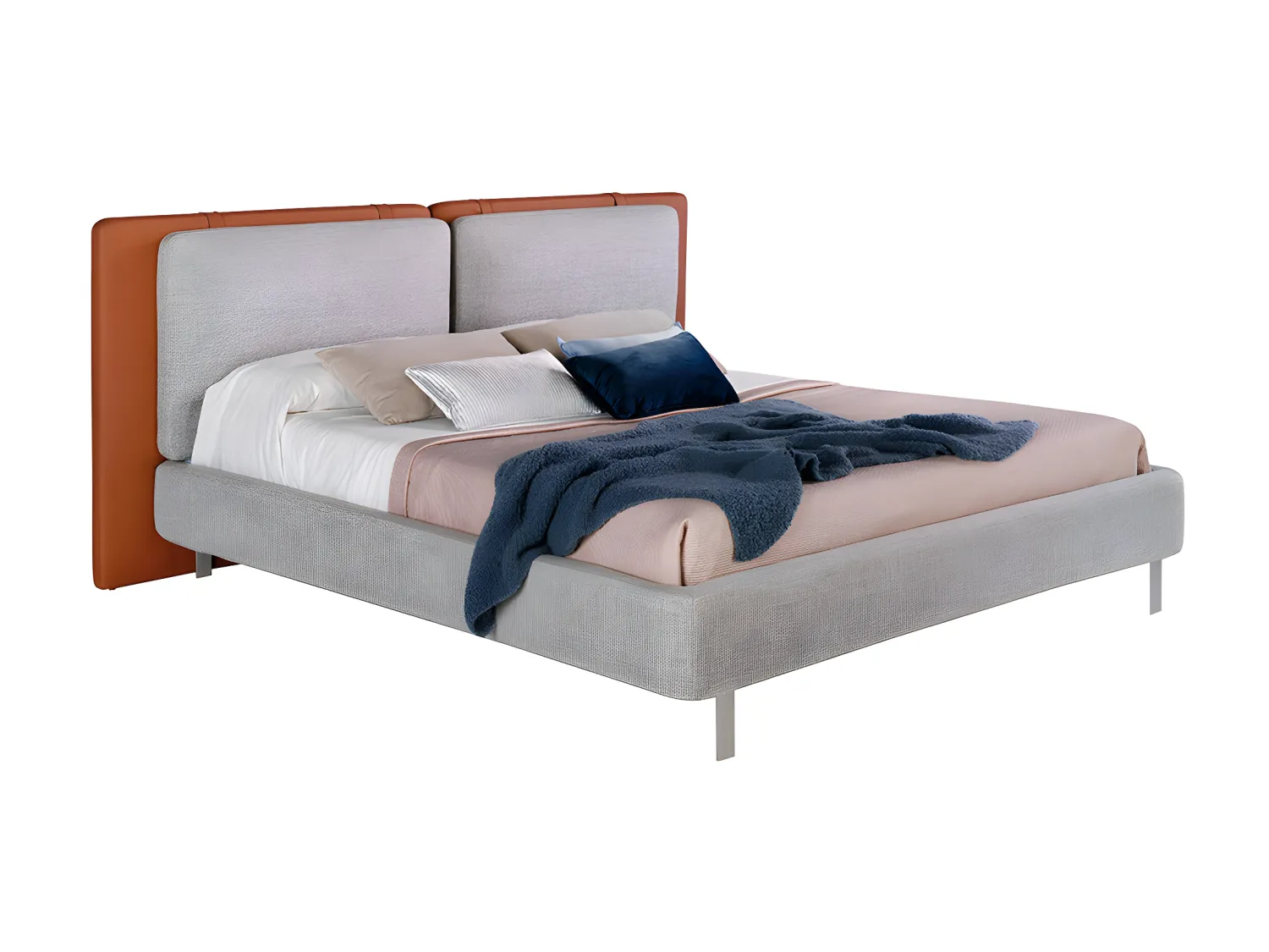 Lit en tissu et simili cuir avec pieds en acier 7123 ANGEL CERDA