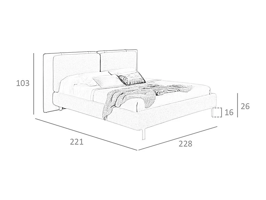 Bruin eco-lederen bed met grijze stof 7123 ANGEL CERDA