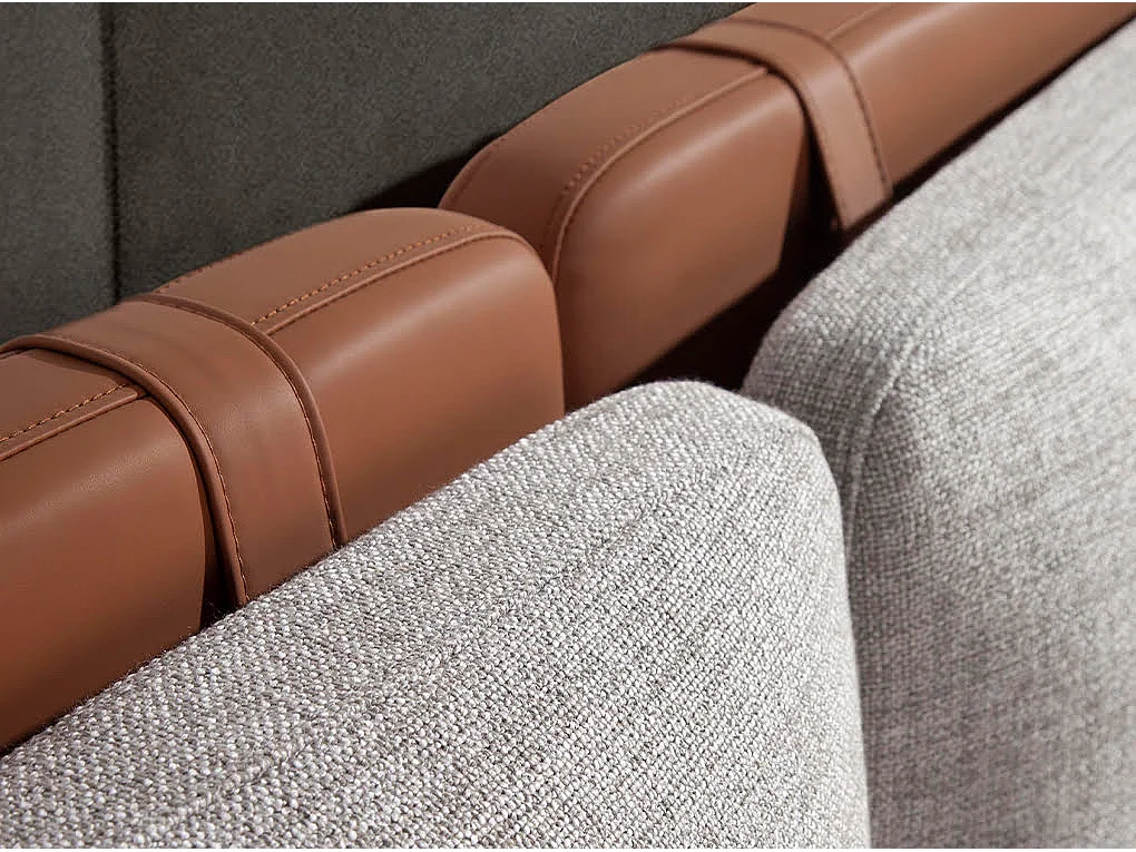 Bruin eco-lederen bed met grijze stof 7123 ANGEL CERDA