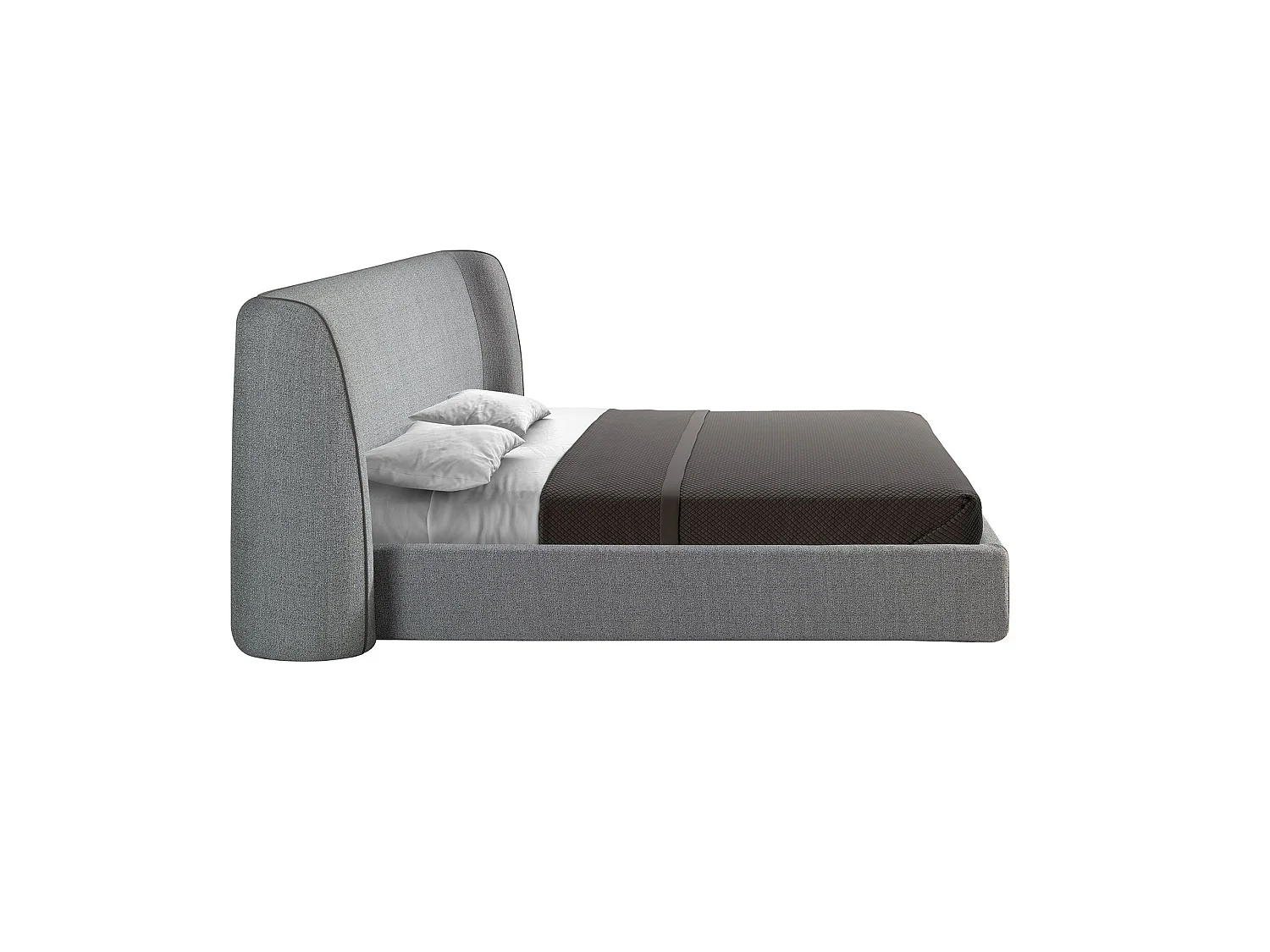 Braunes Ökolederbett mit grauem Stoff 7123 ANGEL CERDA