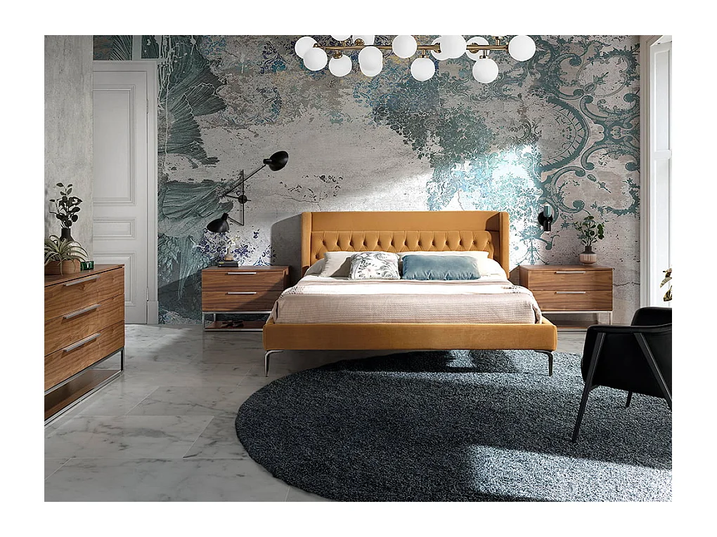 Gestoffeerd bed met fluwelen bekledingsstof 7124 ANGEL CERDA