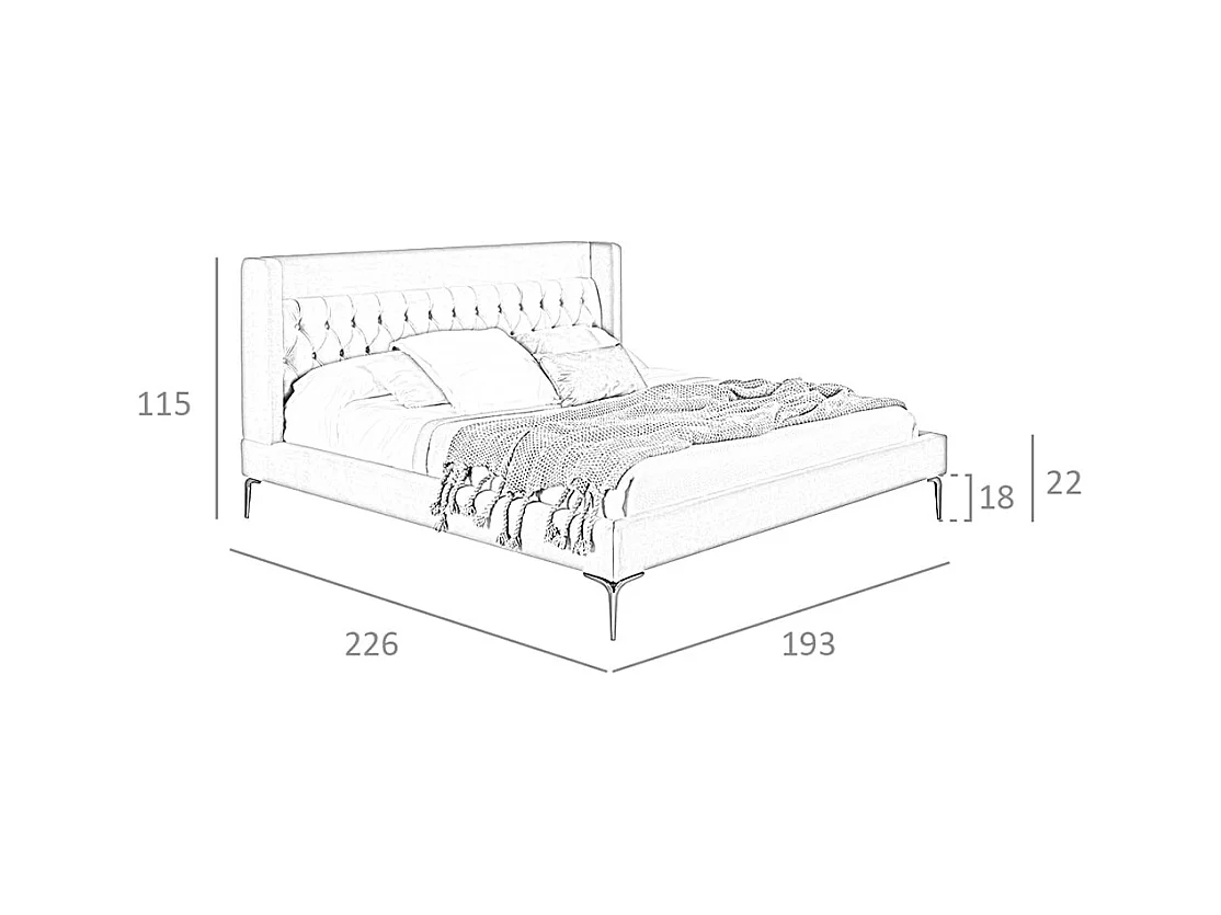 Gestoffeerd bed met fluwelen bekledingsstof 7124 ANGEL CERDA