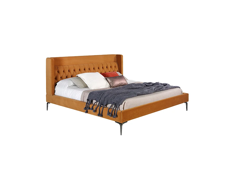 Lit en tissu recouvert de velours et pieds en acier 7124 ANGEL CERDA