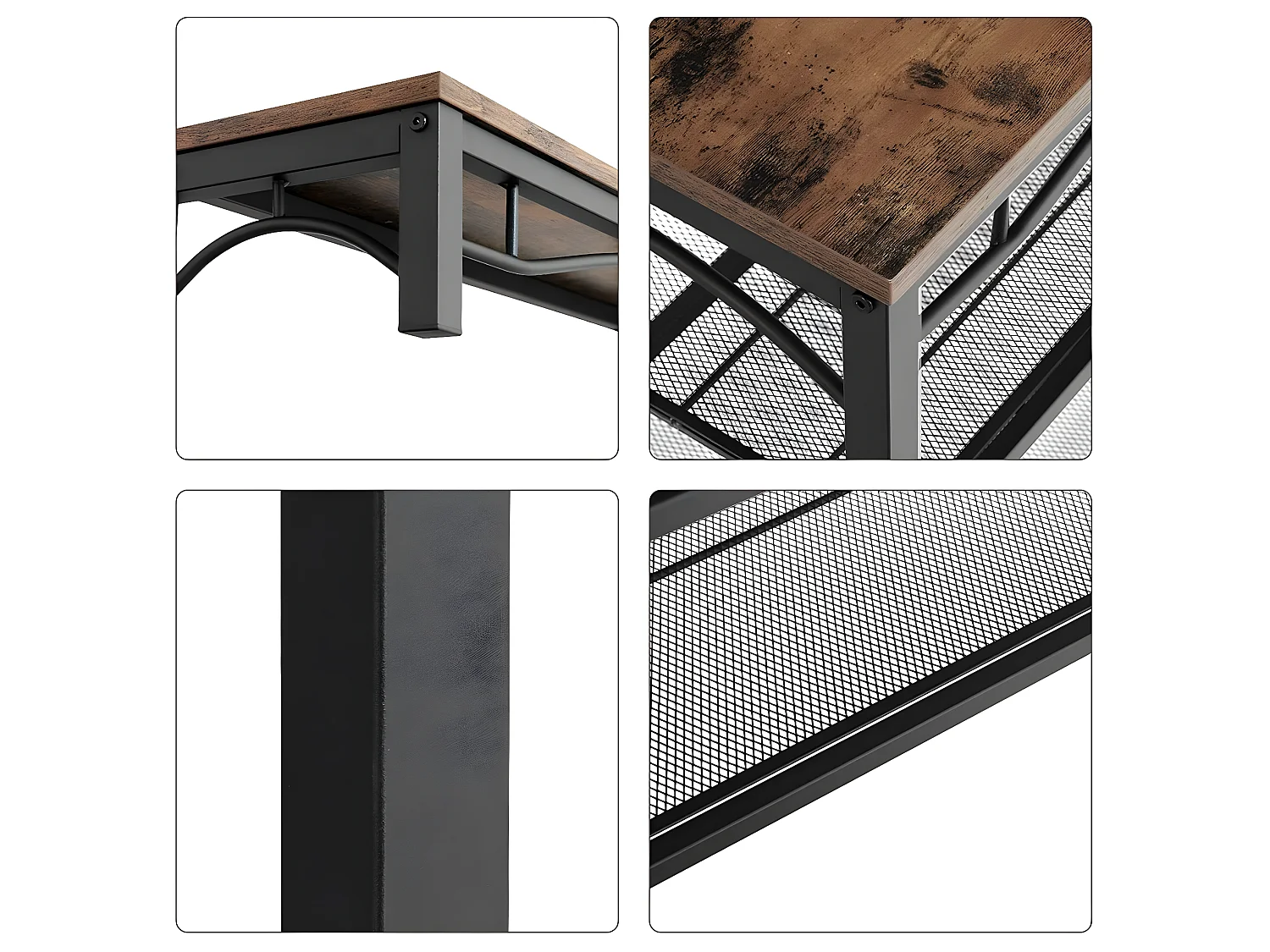 HASERI - Porte-manteaux style industriel couloir - 178.5x80x30 cm - Assise - Meuble d'entrée