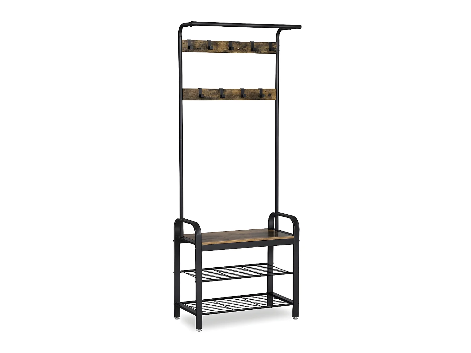 HASERO - Porte-manteaux style industriel couloir - 183x72x33.7 cm - Assise - Meuble d'entrée