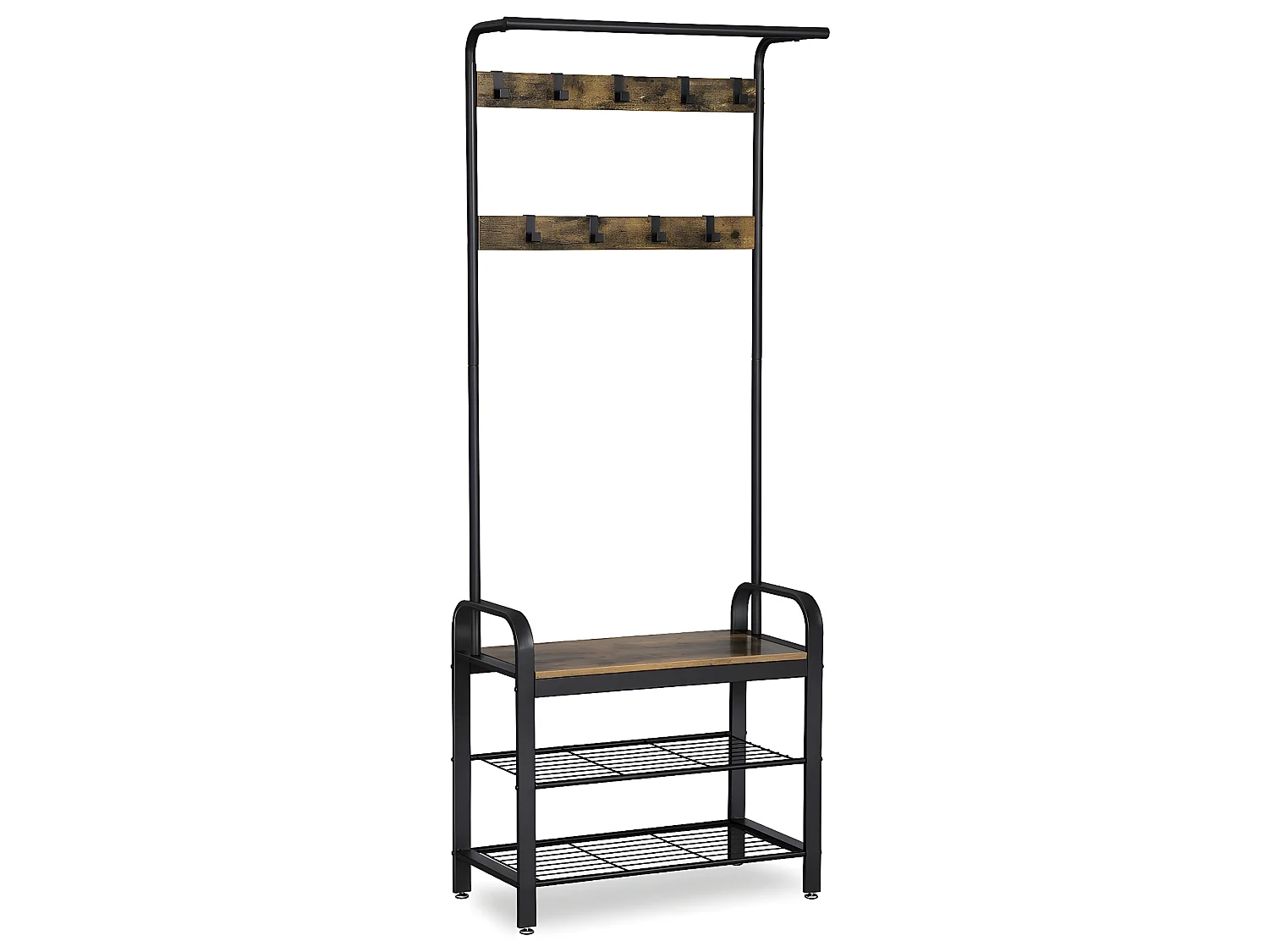 HASERO - Porte-manteaux style industriel couloir - 183x72x33.7 cm - Assise - Meuble d'entrée