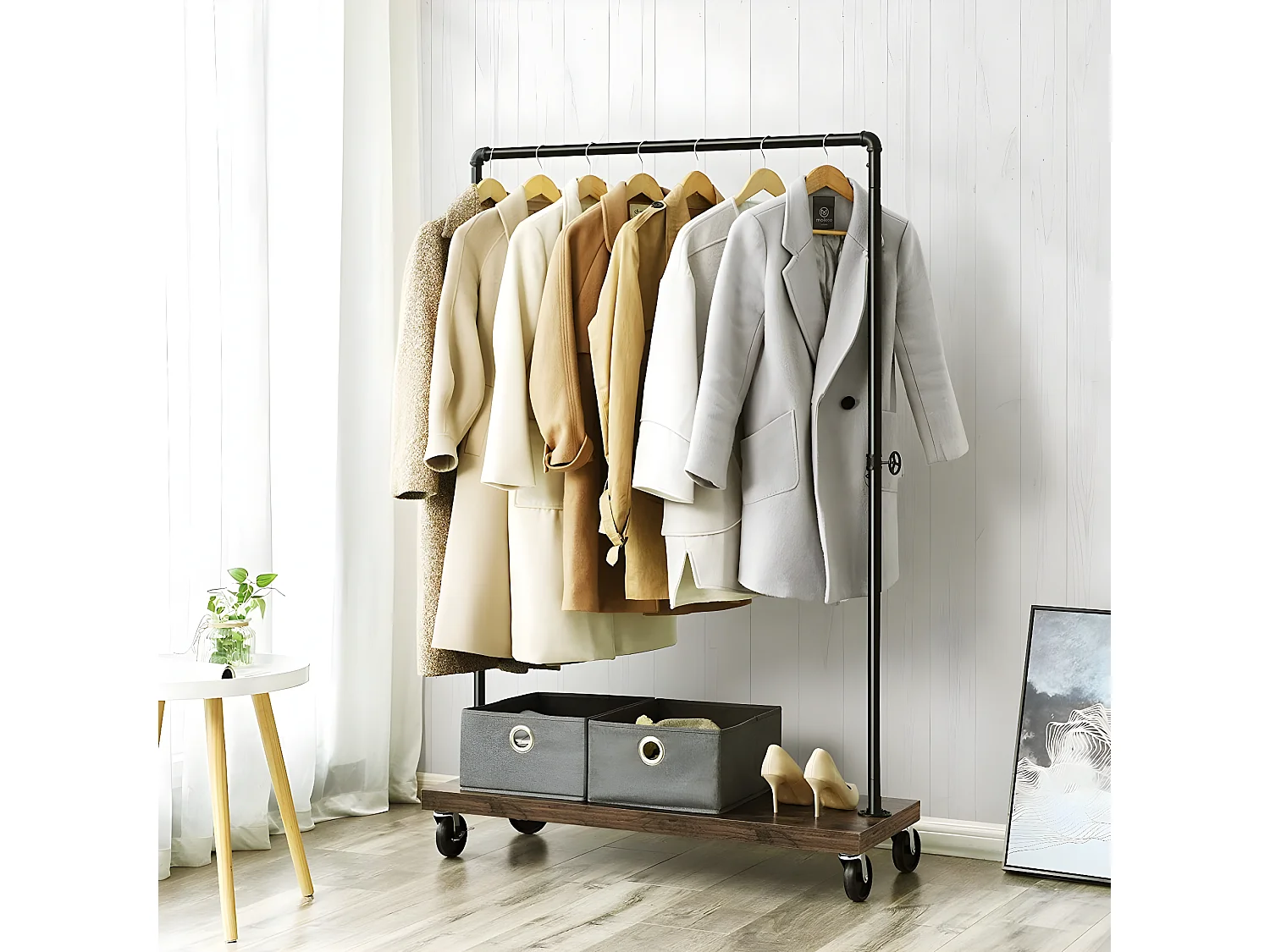 HASERF - Appendiabiti da corridoio in stile industriale - 162x103,5x40 - Mobile da ingresso