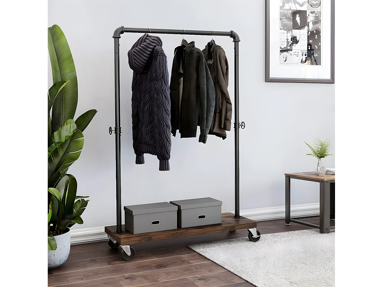 HASERF - Appendiabiti da corridoio in stile industriale - 162x103,5x40 - Mobile da ingresso