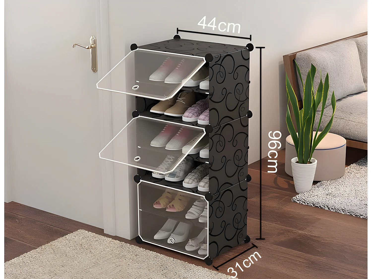 MOWIKO - Zapatero recibidor en Estilo Moderno - 96x44x31 cm - 6 cajones - Modular