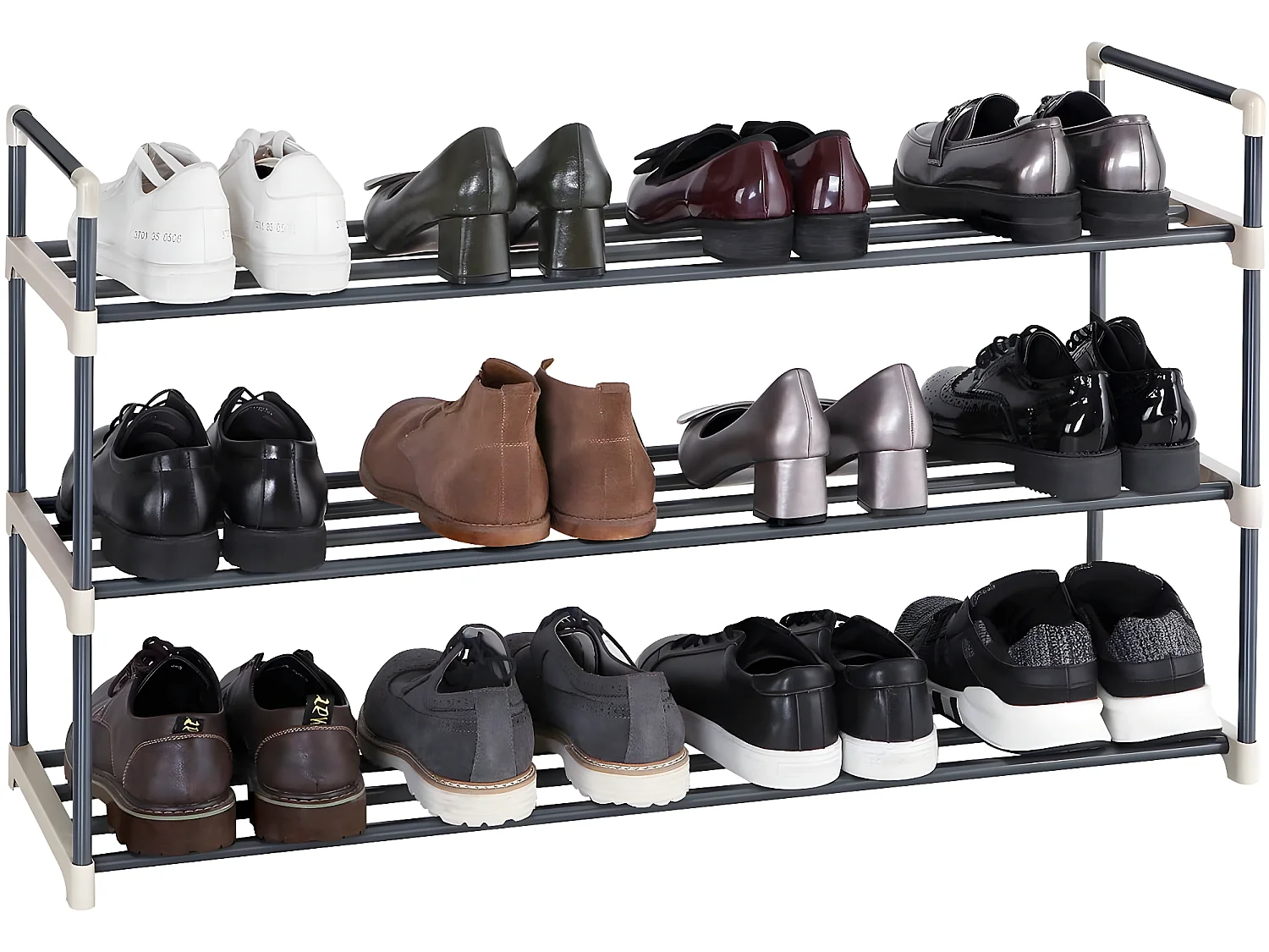 BROCK - Meuble à chaussures style industriel couloir - 92x30x54 - 3 tablettes - Meuble d'entrée