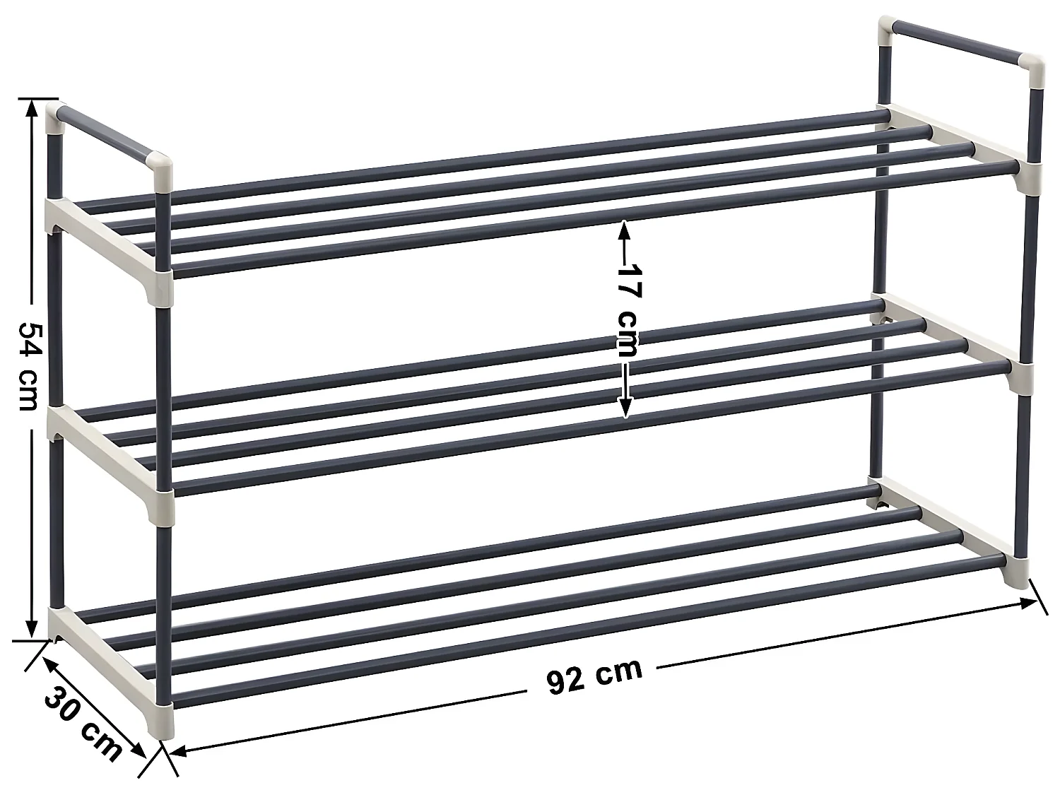BROCK - Meuble à chaussures style industriel couloir - 92x30x54 - 3 tablettes - Meuble d'entrée