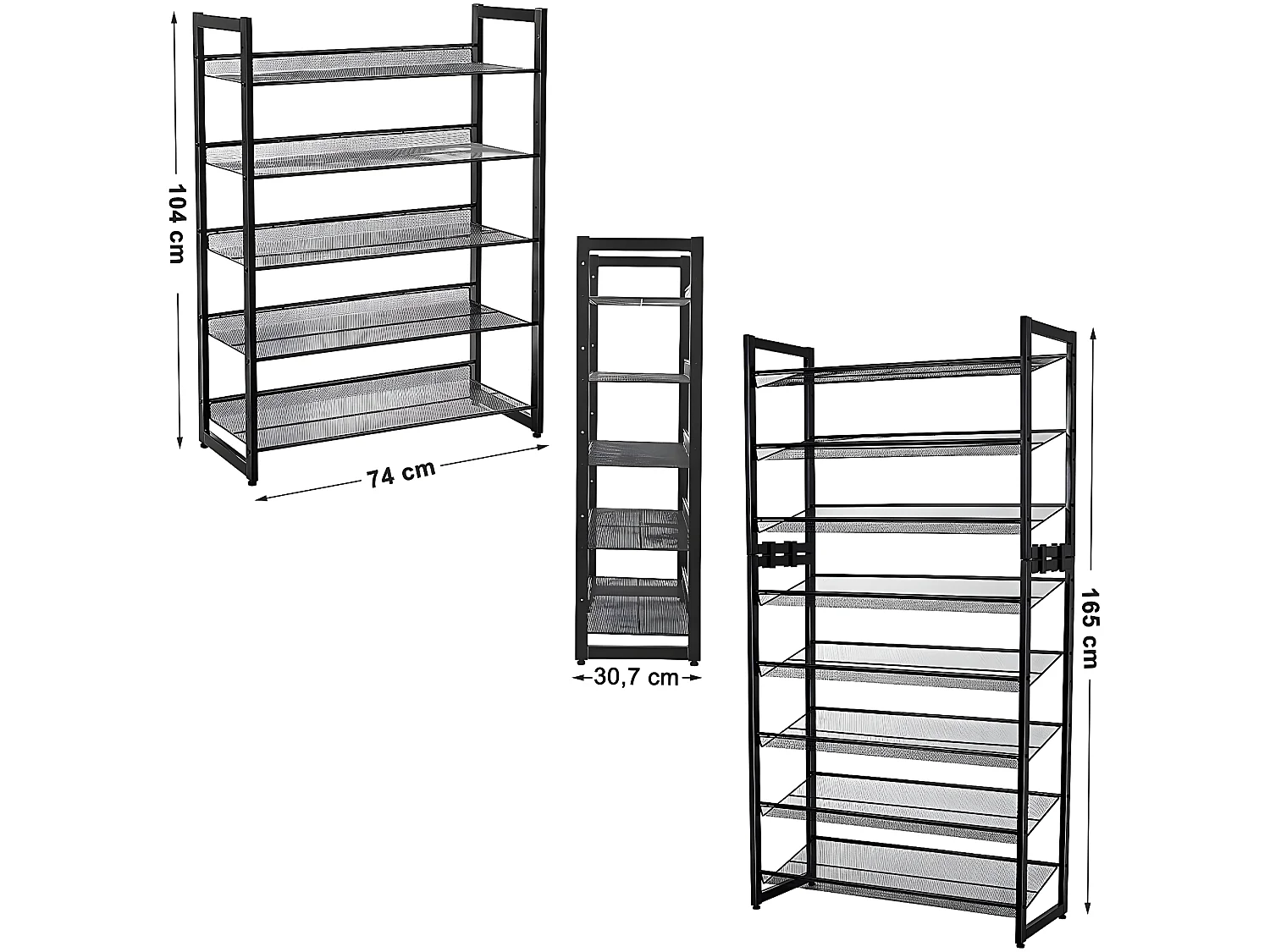 MORIO - Meuble à chaussures style industriel couloir - 74x30.7x104 cm - 5 tiroirs