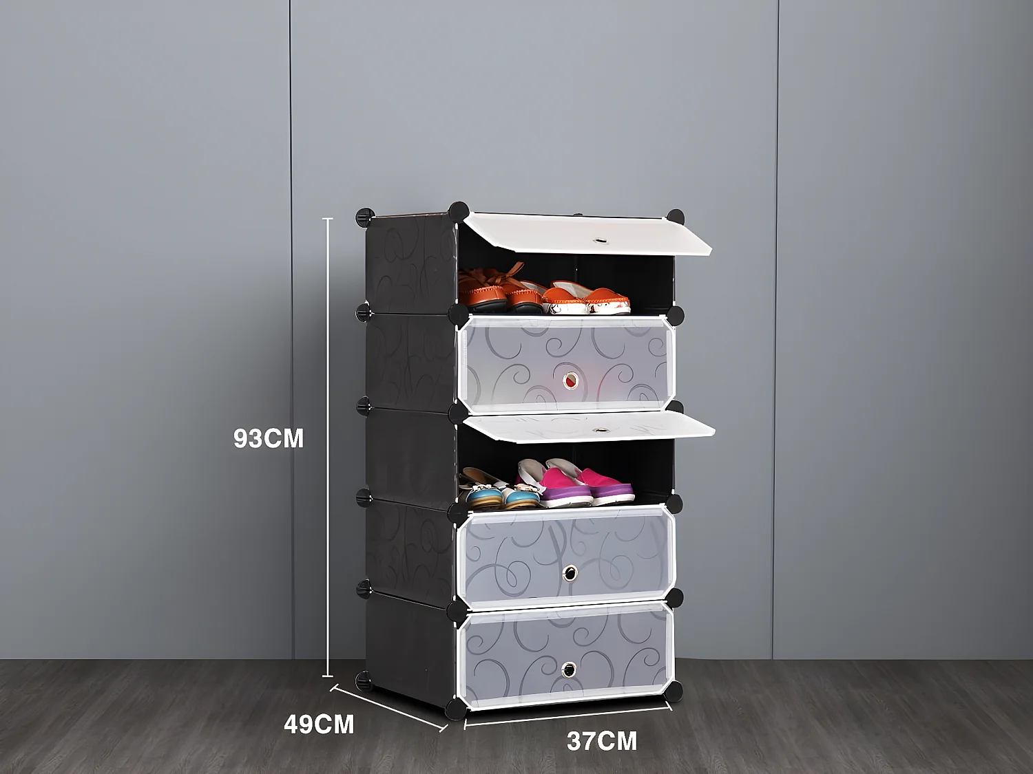 MOWIKO - Meuble à chaussures style moderne couloir - 93x49x37 cm - 5 tiroirs - Modulaire