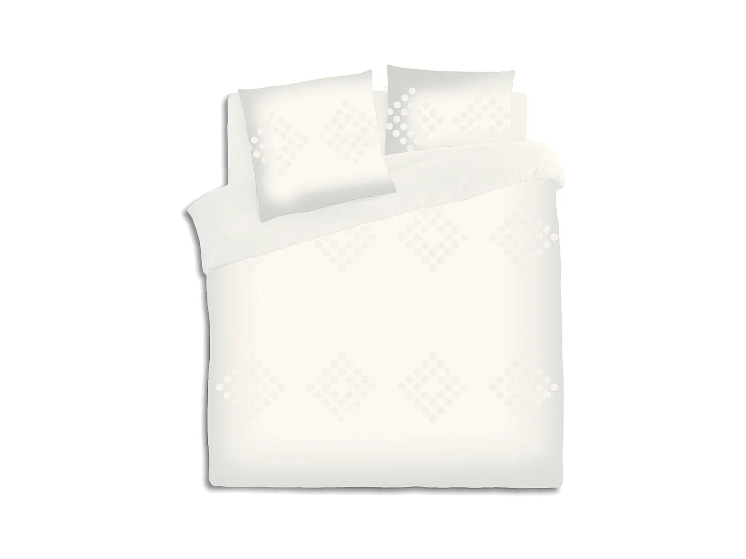 Parure de lit 2 Personnes 240 x 220 cm Housse de couette avec 2 taies en Coton lavé Ivoire et tufté