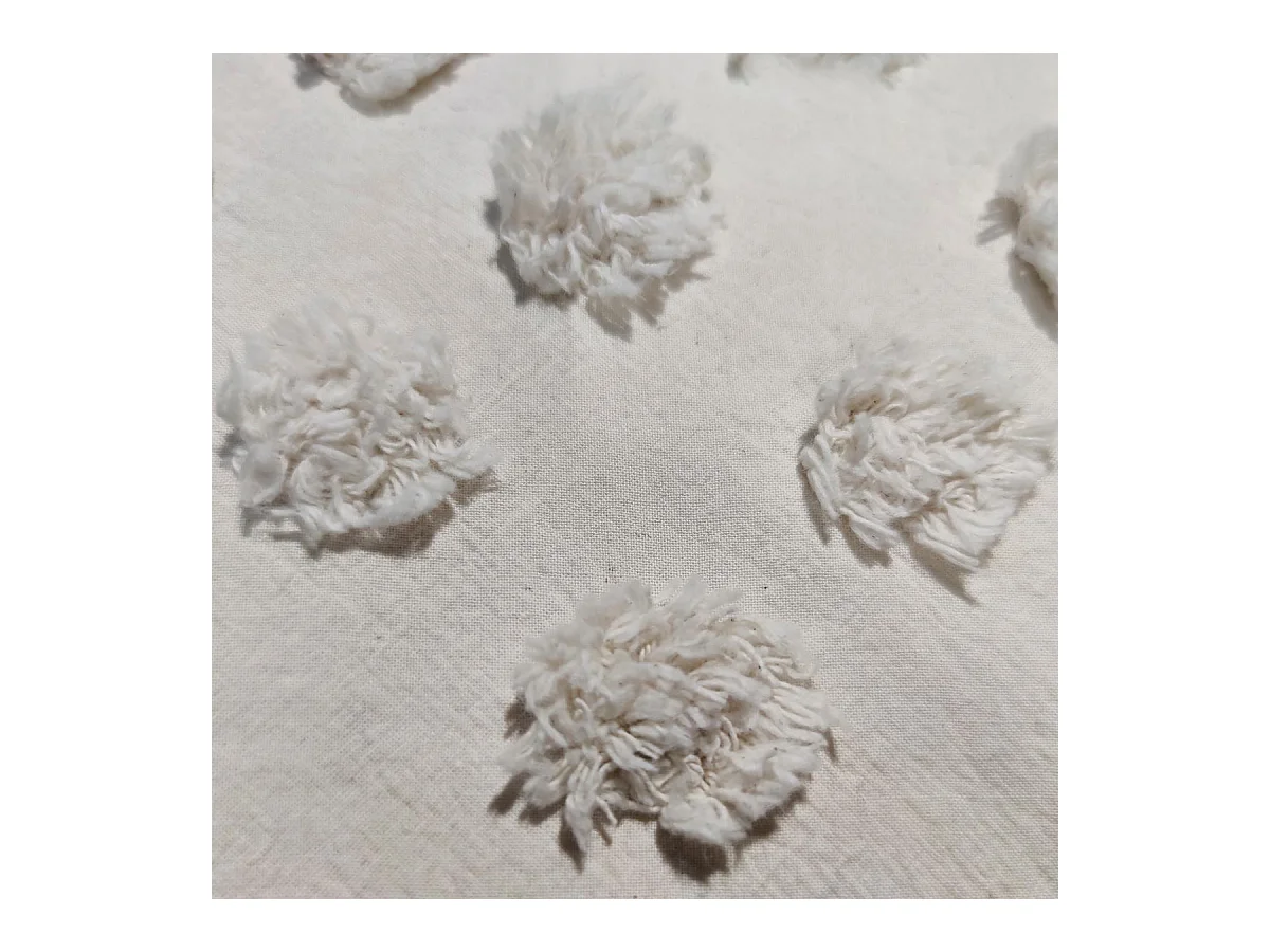 Parure de lit 2 Personnes 240 x 220 cm Housse de couette avec 2 taies en Coton lavé Ivoire et tufté