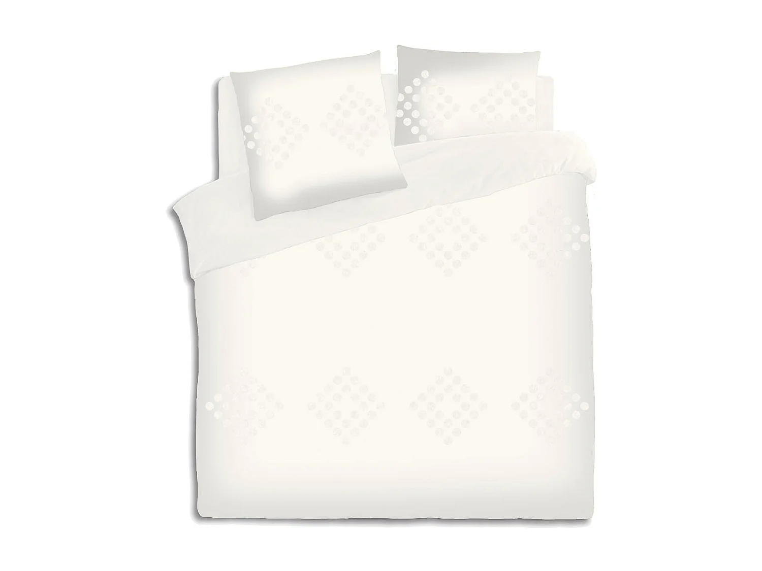 Parure de lit 2 Personnes 240 x 220 cm Housse de couette avec 2 taies en Coton lavé Ivoire et tufté