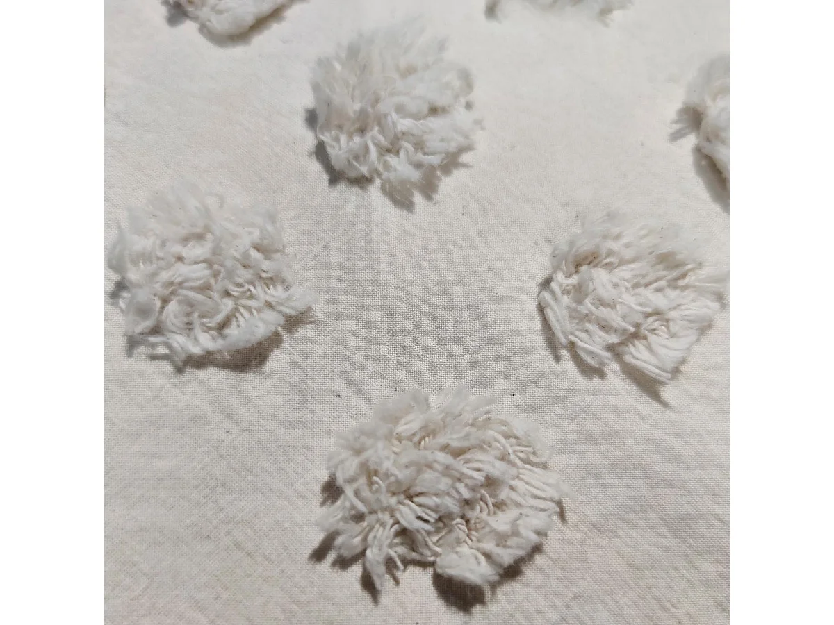 Parure de lit 2 Personnes 240 x 220 cm Housse de couette avec 2 taies en Coton lavé Ivoire et tufté