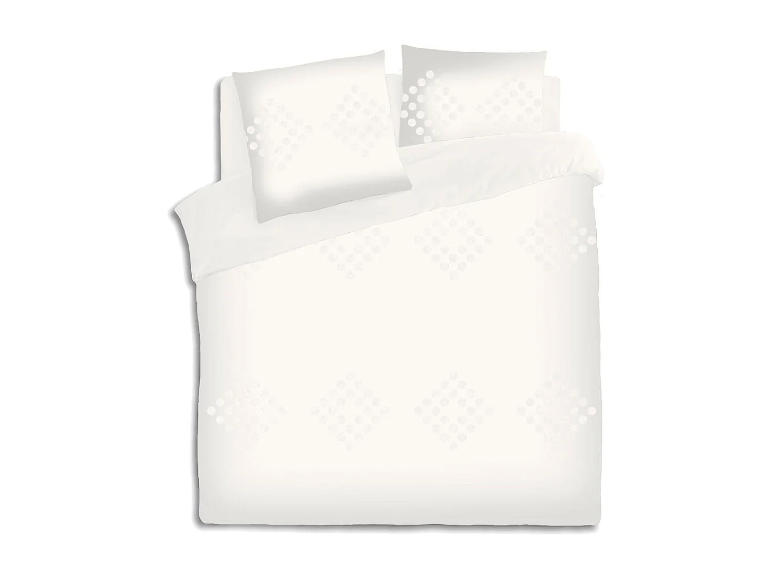 Parure de lit 2 Personnes 240 x 220 cm Housse de couette avec 2 taies en Coton lavé Ivoire et tufté