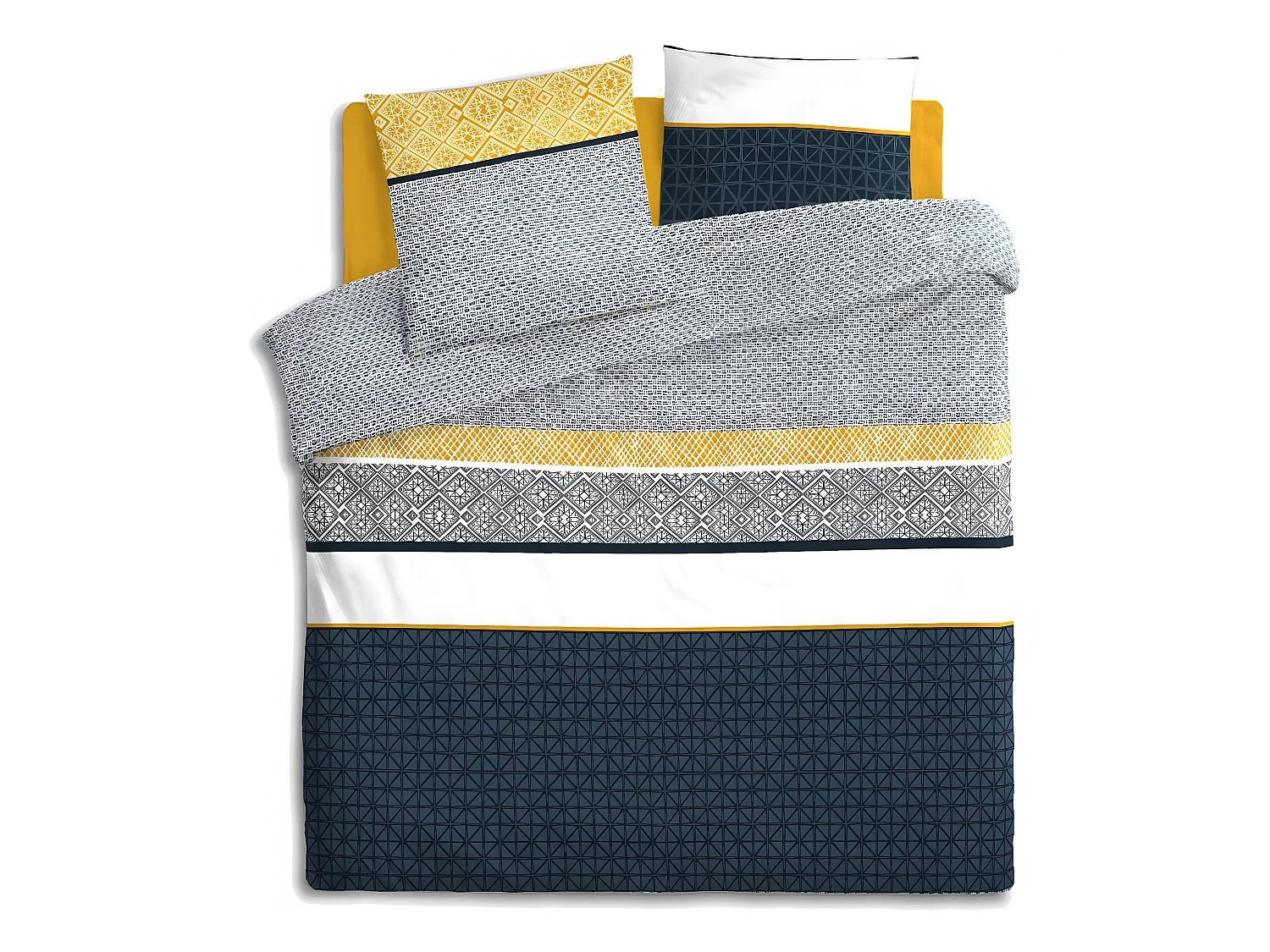 Parure de lit 2 Personnes 260 x 240 cm Housse de couette avec 2 taies imprimé Rayures Ethnique