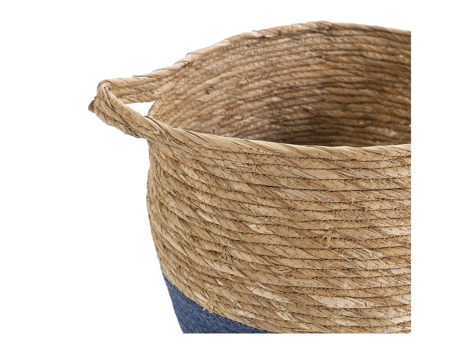 Conjunto de 3 cestas Anxo de fibra natural com alças, azul/natural.