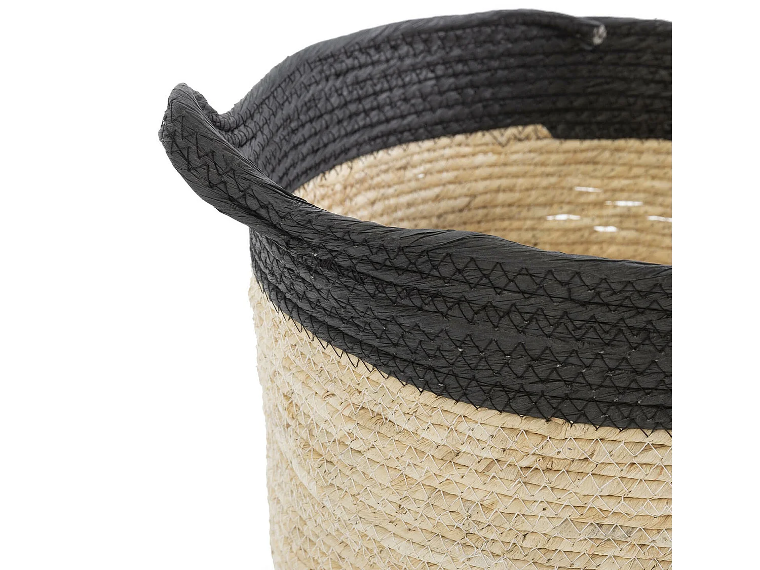 Set de 3 paniers Otilia fibre naturelle et papier, noir/beige