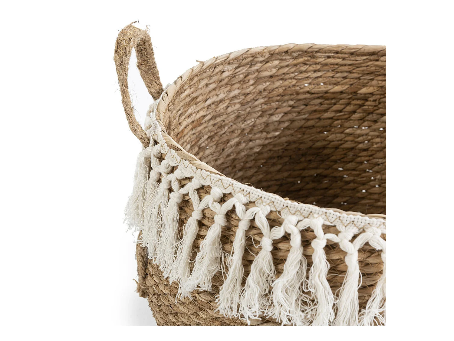 Set de 3 cestas Jula de fibra natural con asas, blanco/natural