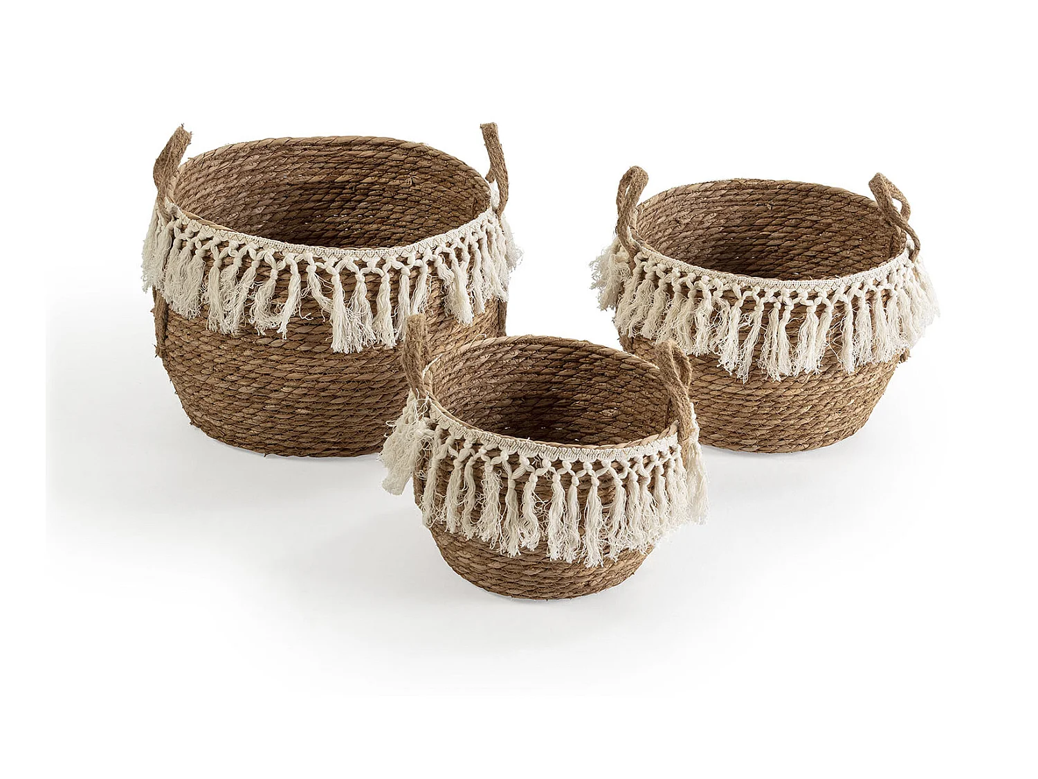 Set de 3 paniers Jula fibre naturelle, blanc/naturel