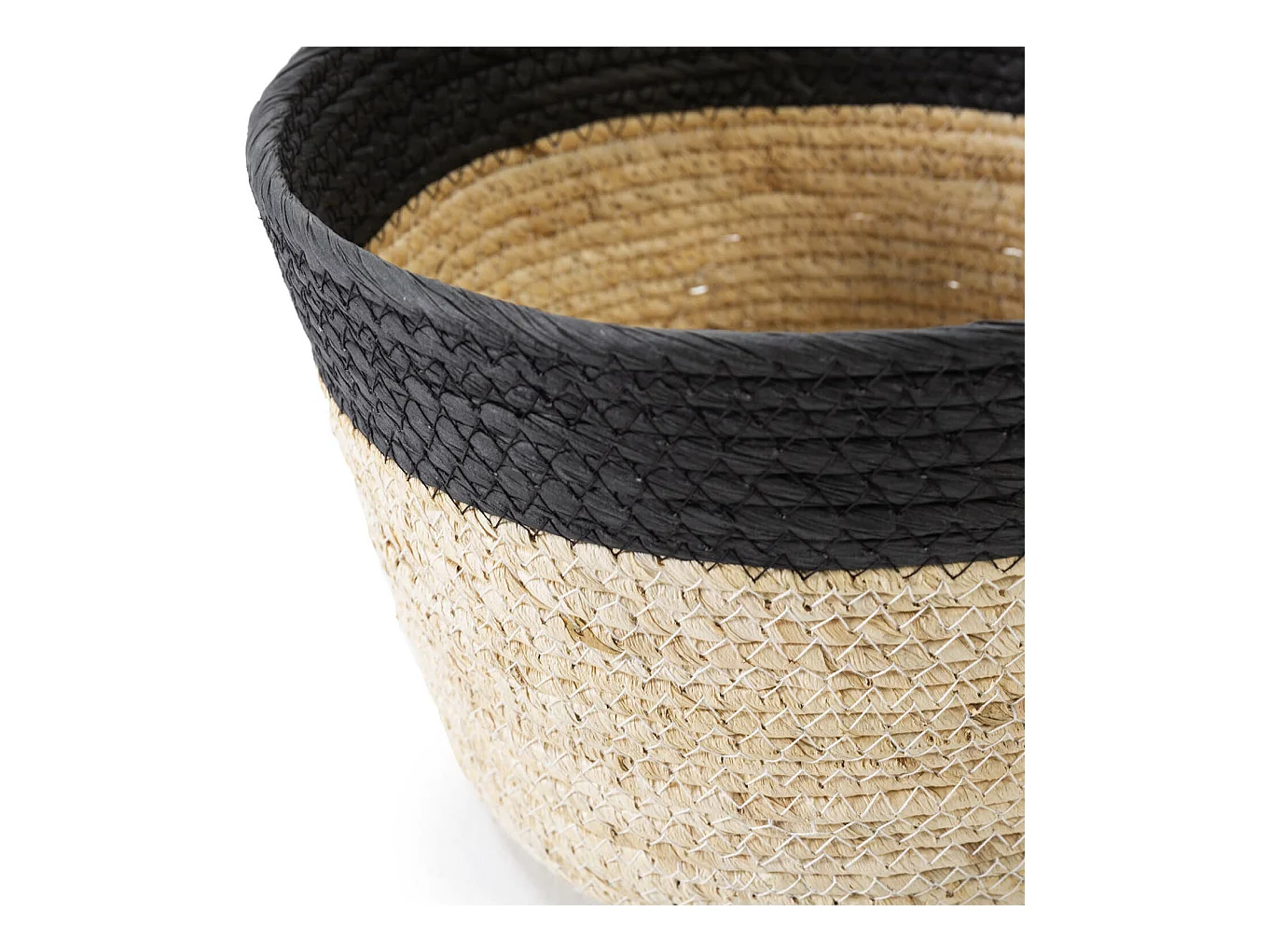 Set di 3 cestini Nati in fibra naturale e carta, nero/beige