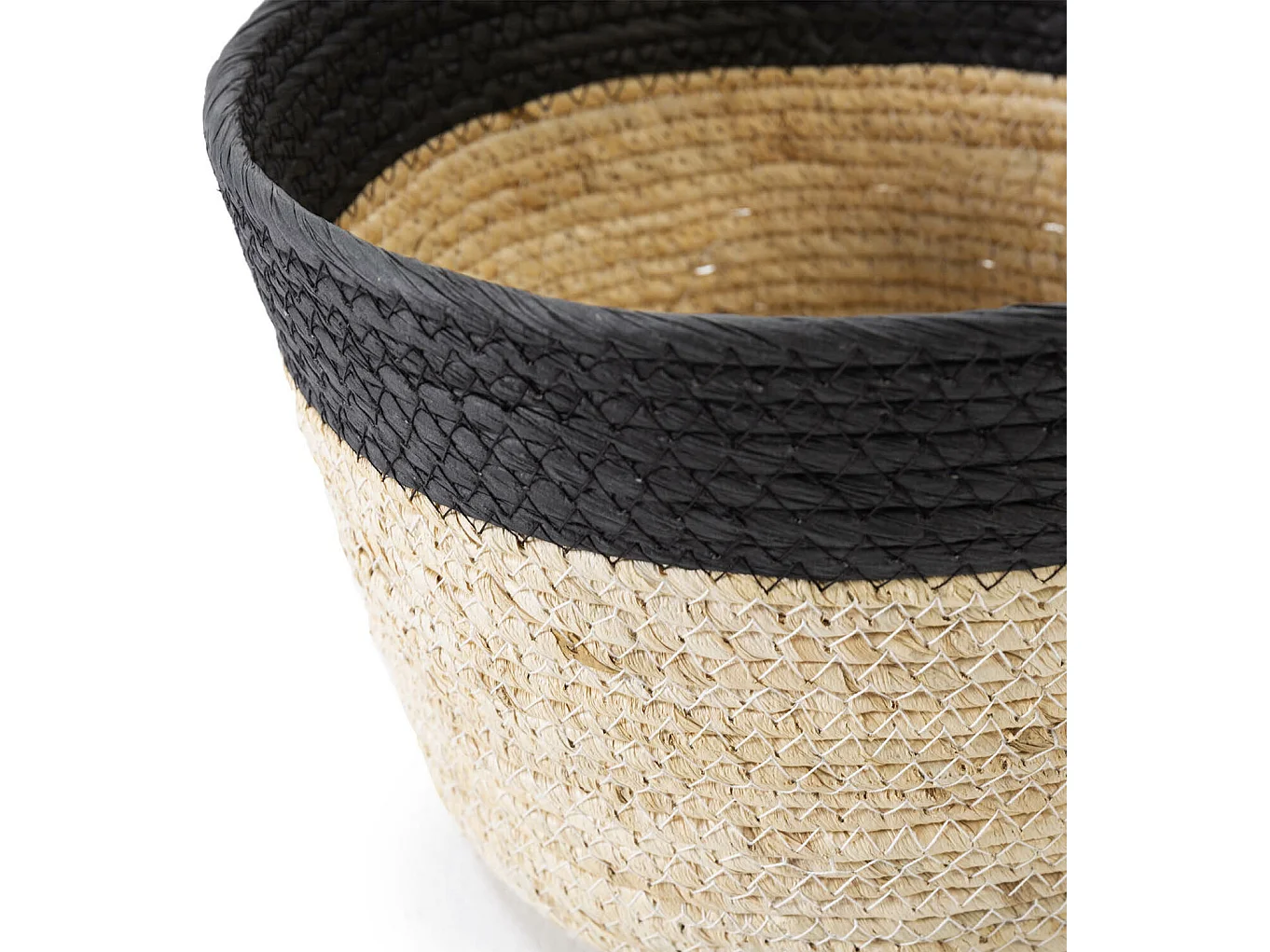 Set de 3 paniers Nati fibre naturelle et papier, noir/beige