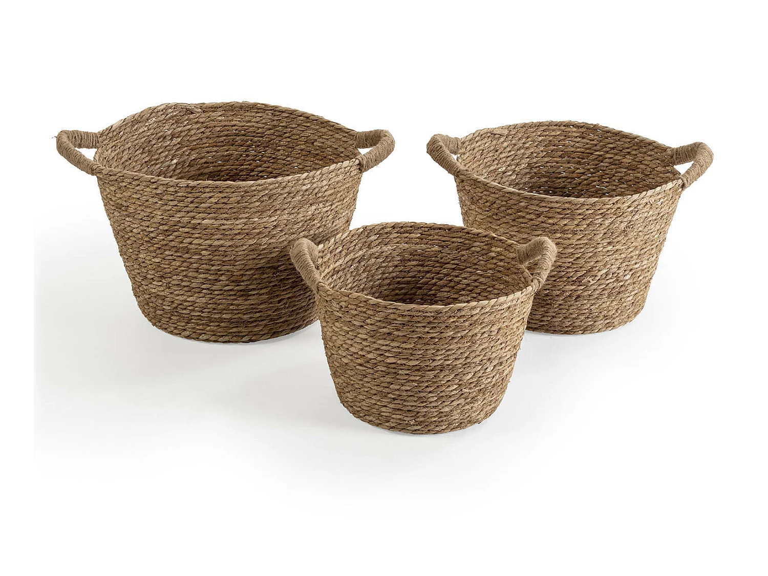 Set van 3 Icia natuurlijke vezelmanden met handvatten