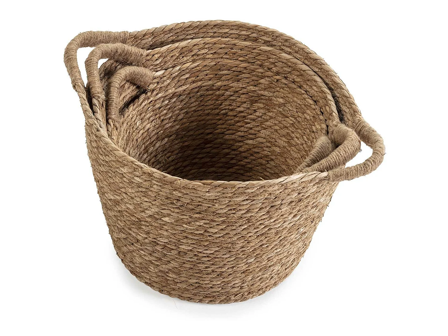 Set van 3 Icia natuurlijke vezelmanden met handvatten