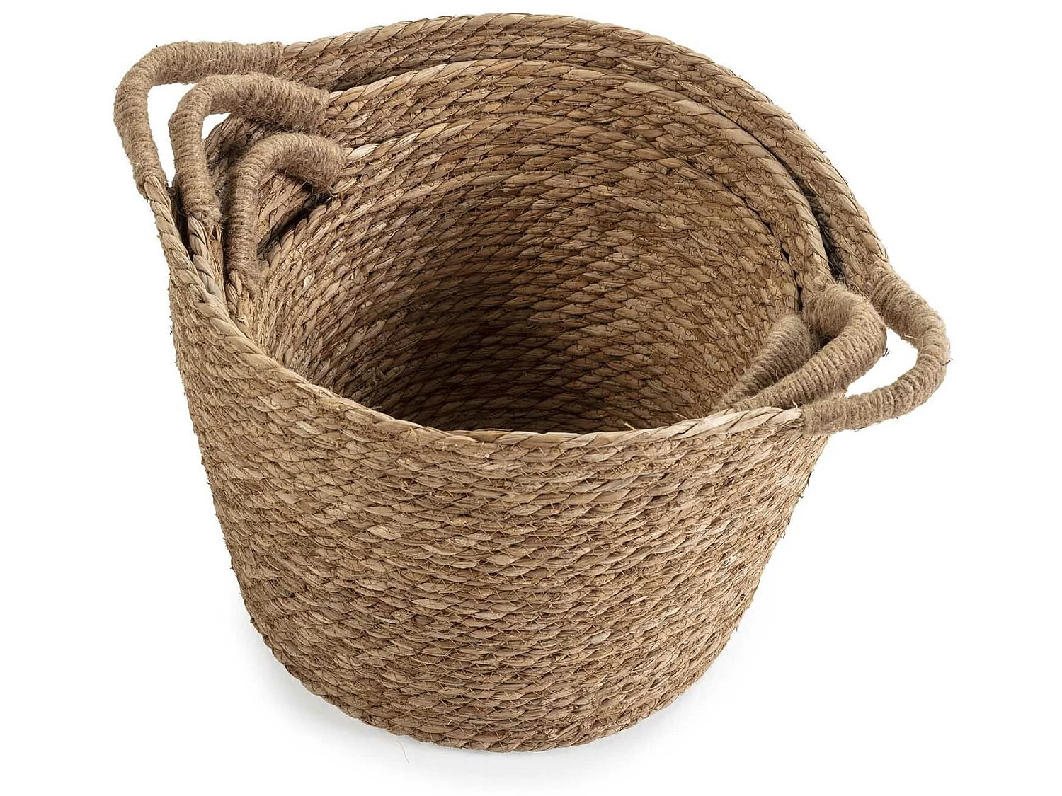 Conjunto de 3 cestas Icia de fibra natural com alças