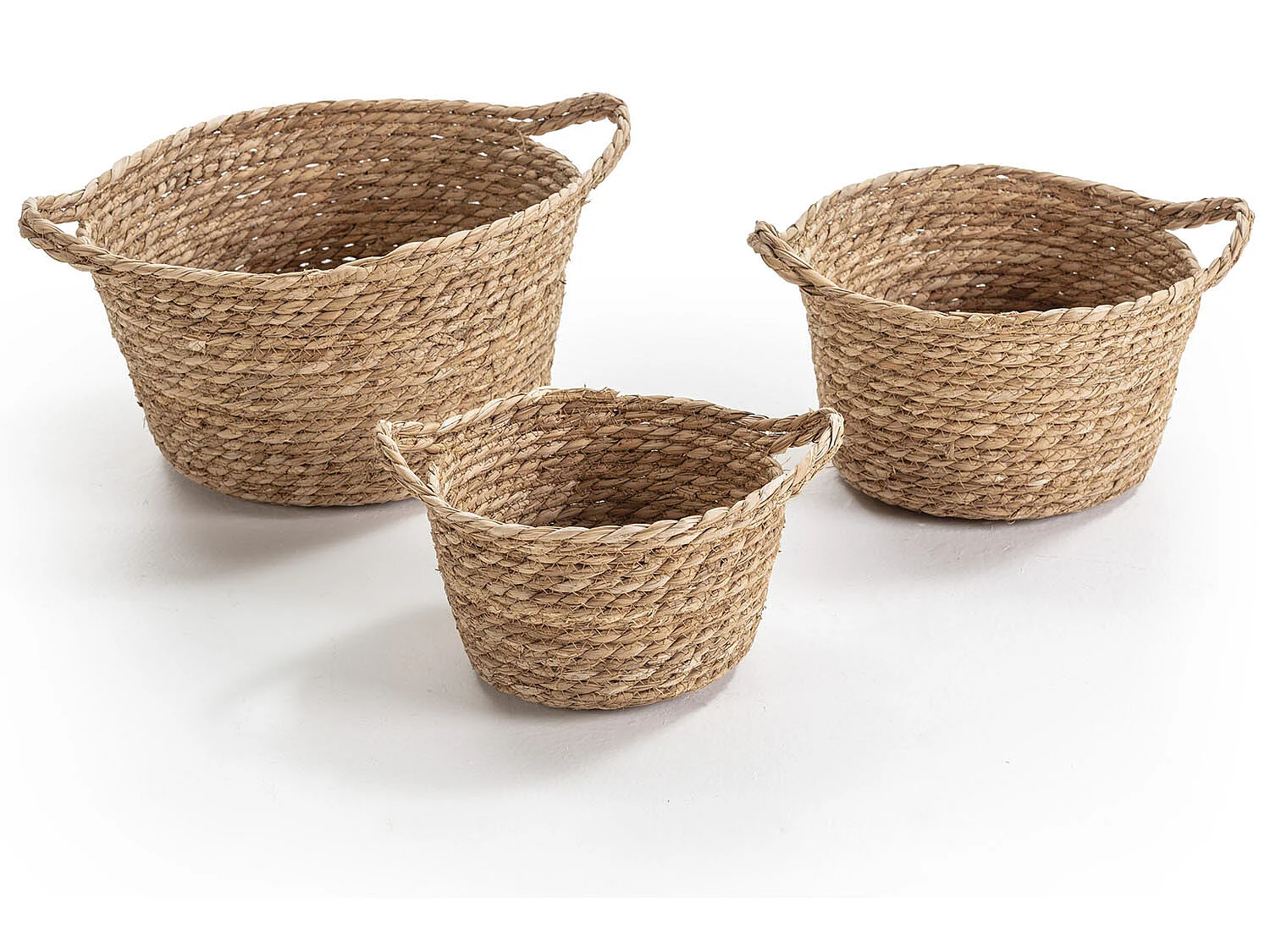 Set van 3 natuurlijke vezelmanden Sole met handvatten