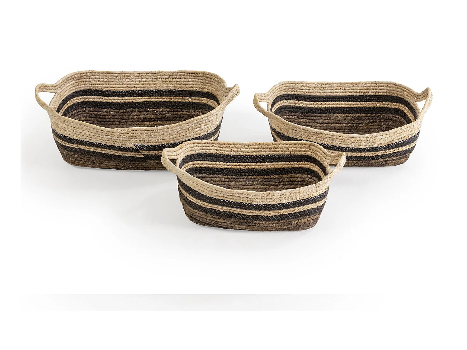 Set de 3 paniers Luar fibre naturelle et papier, marron/beige
