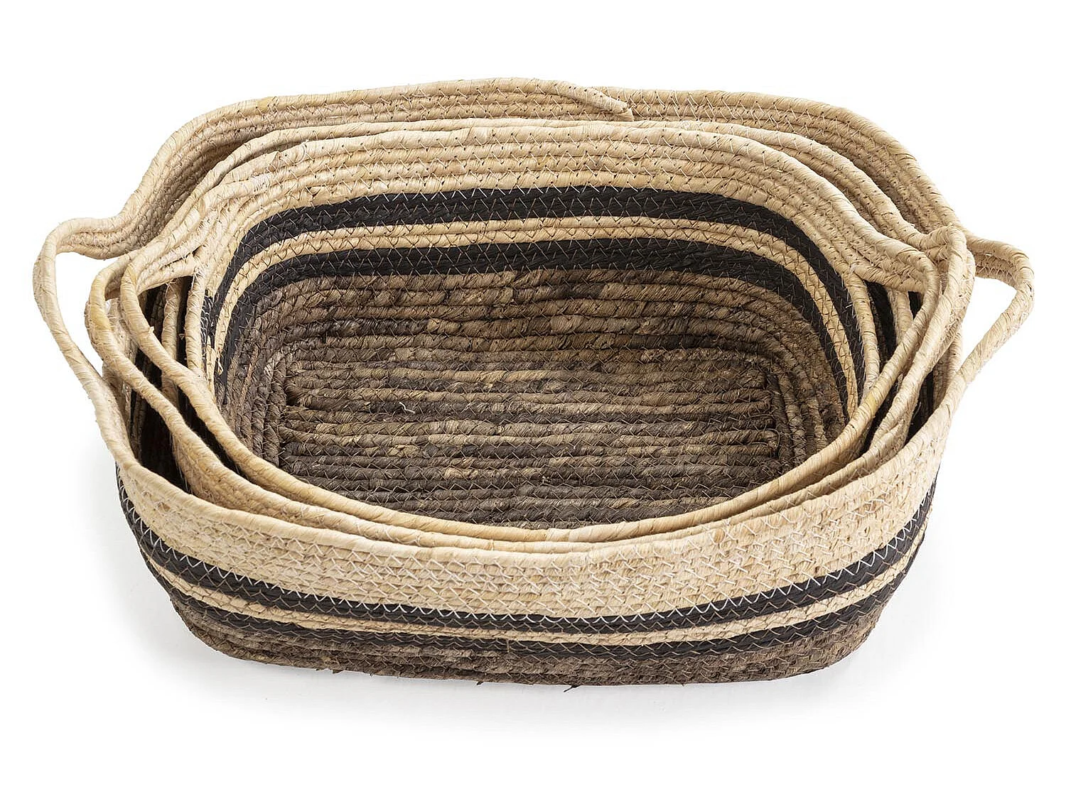 Set de 3 paniers Luar fibre naturelle et papier, marron/beige