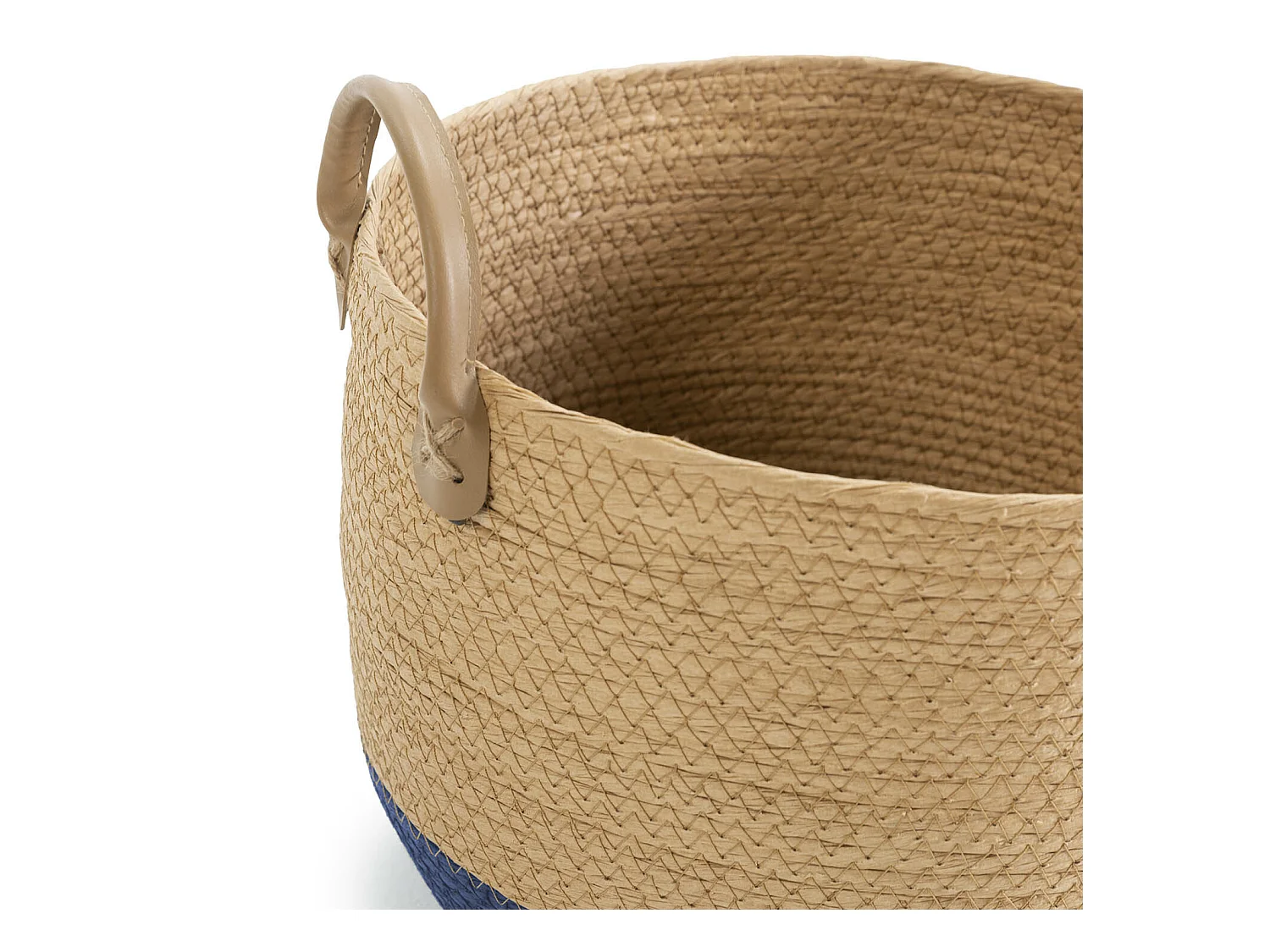 Conjunto de 3 cestas Tecla de fibra natural com alças, azul/natural.