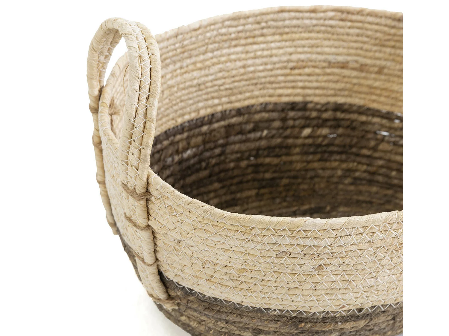 Set de 3 paniers Xiana fibre naturelle, blanc/marron