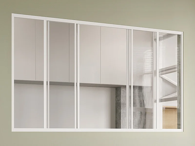 Przeszklona ścianka przesuwna z aluminium malowanego proszkowo białe 180 x 105 cm - RAVENA