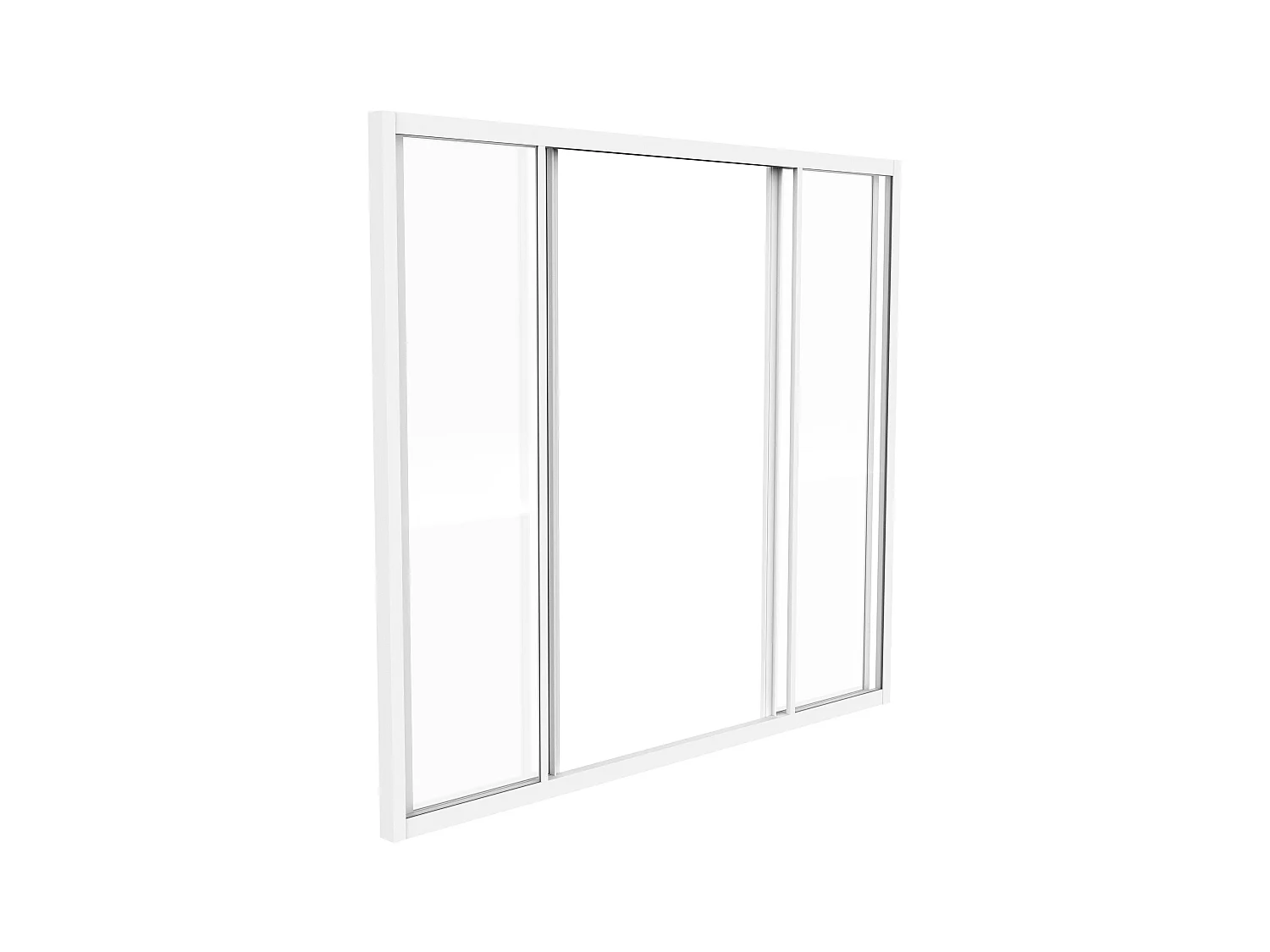 Schiebeglaswand - 120 x 105 cm - thermolackiertes Aluminium - Weiß - RAVENA