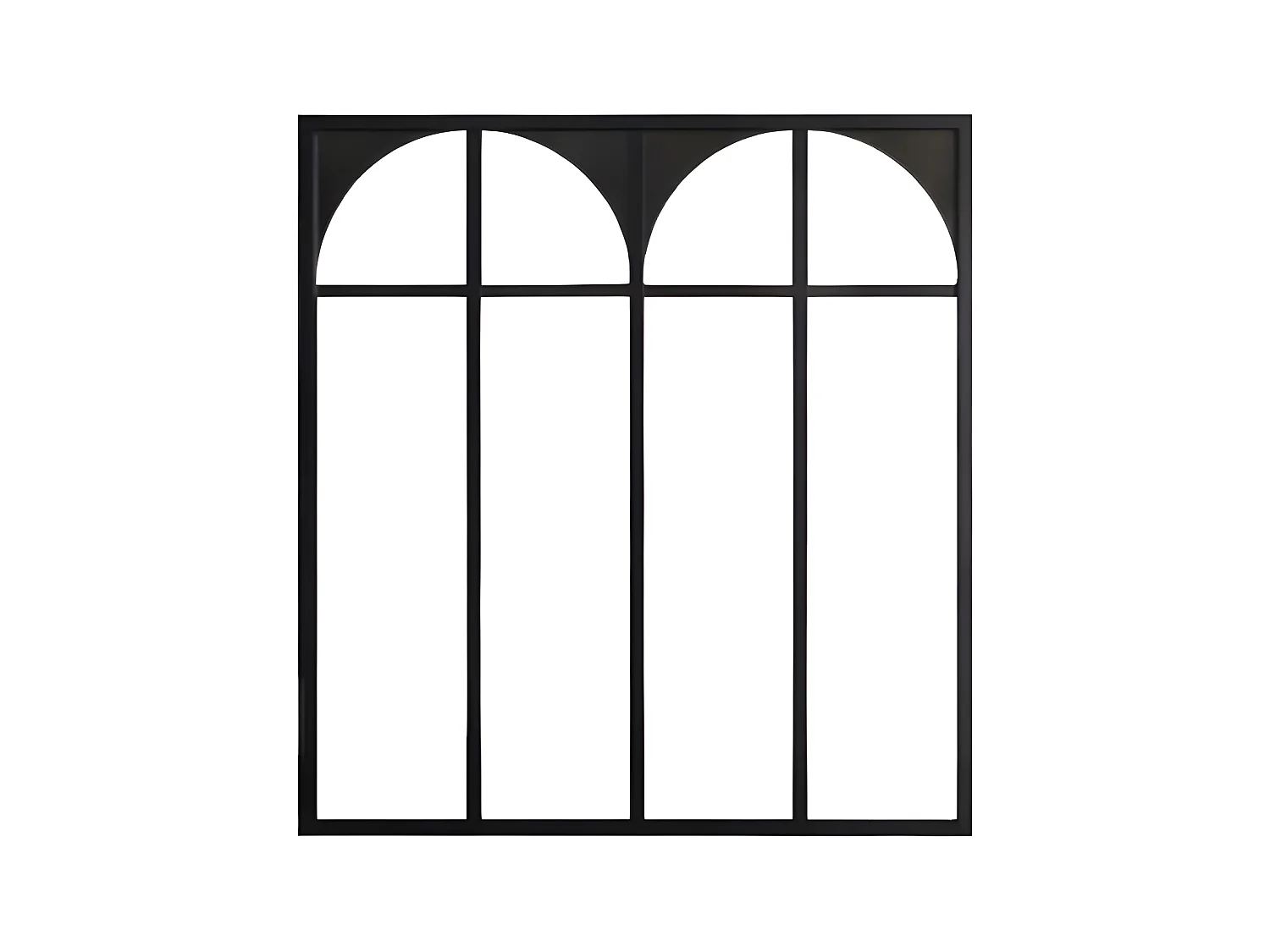 Art deco værkstedsvinduesprofil i pulverlakeret aluminium 120x105 cm - Sort - ARCADEA