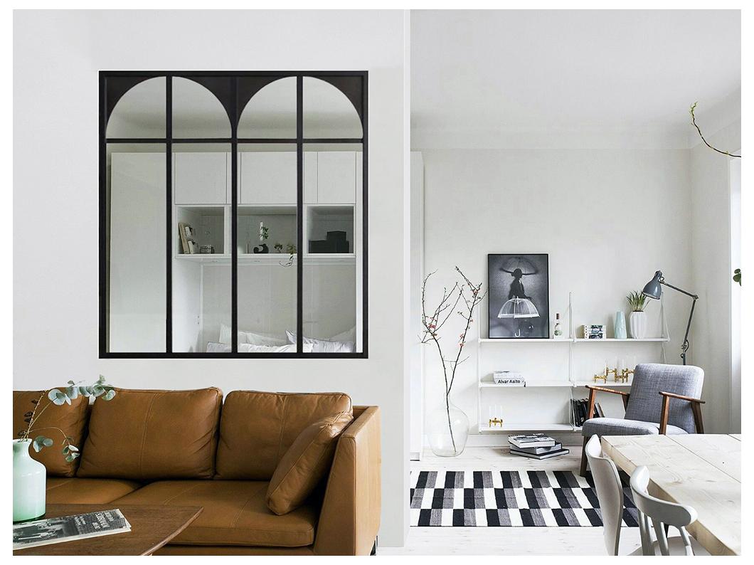 Verrière atelier art déco en aluminium thermolaqué 120x105 cm - Noir - ARCADEA
