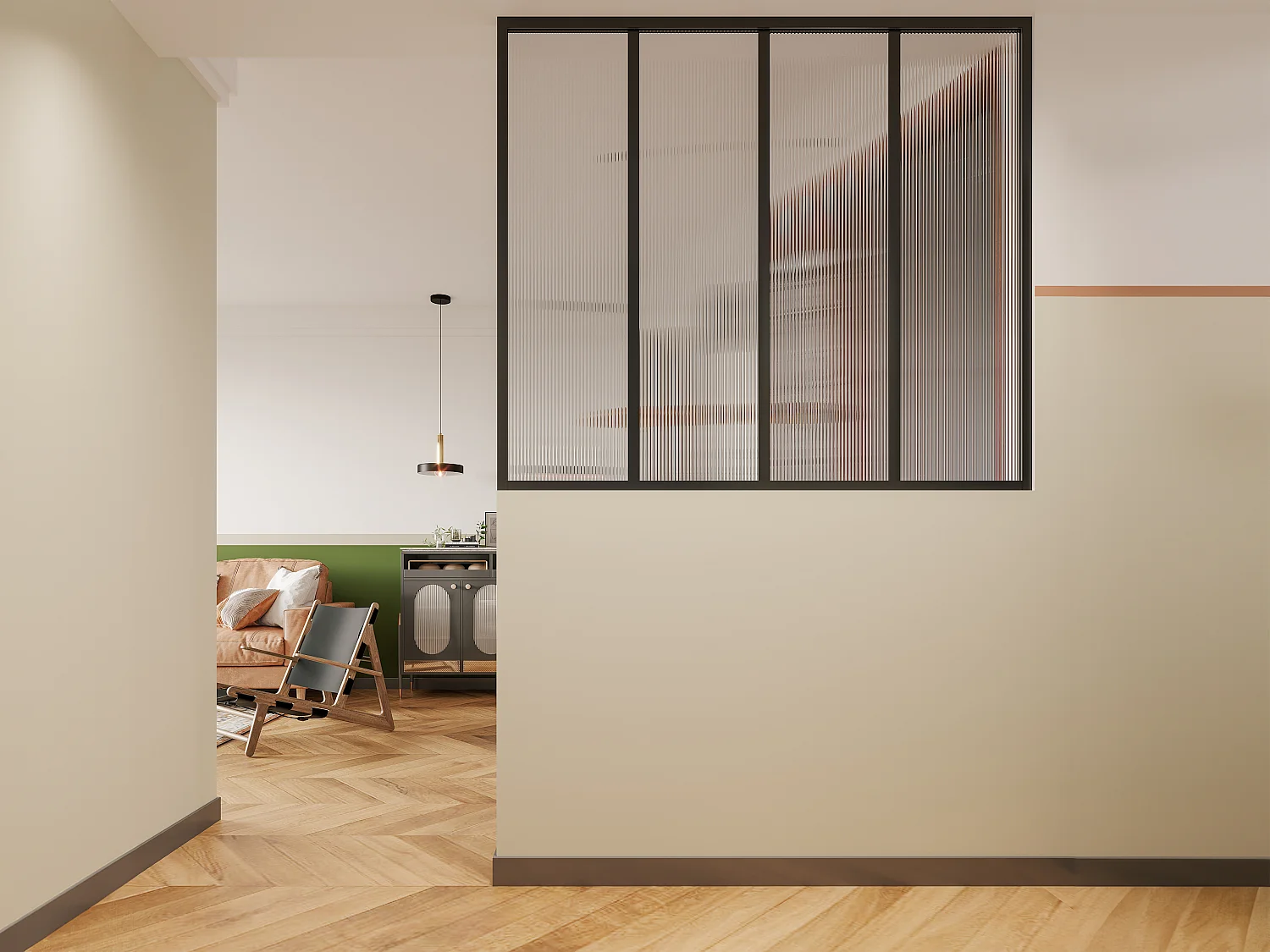 Divisória de atelier alumínio termolacado e vidro temperado texturizado 120x105 cm, preto - VIETRA