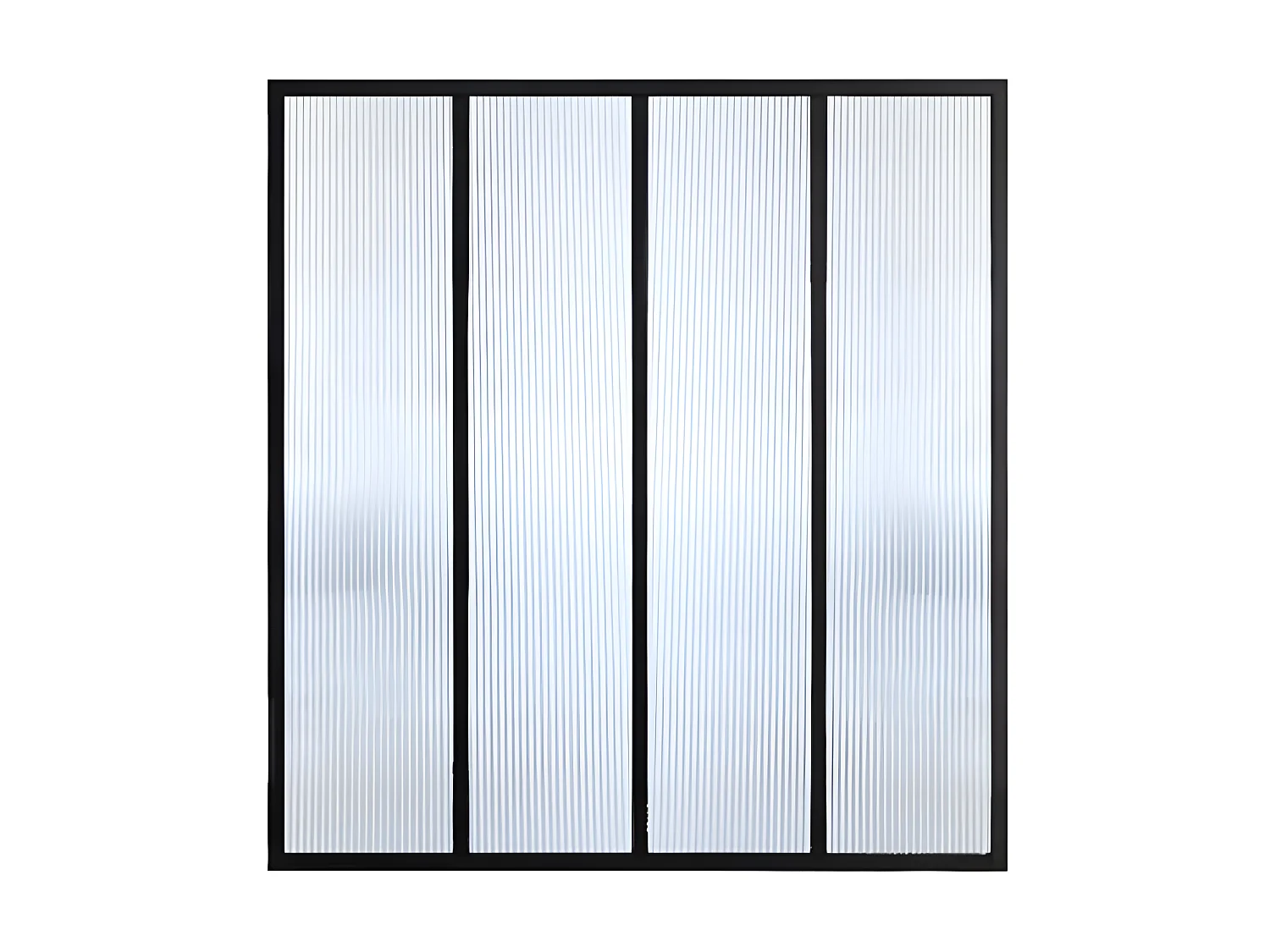 Przeszklona ścianka z aluminium malowanego proszkowo i teksturowanego szkła hartowanego 120 x 105 cm - Czarny - VIETRA