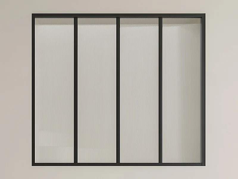 Verrière atelier en aluminium thermolaqué et verre trempé texturé 120x105 cm - Noir - VIETRA