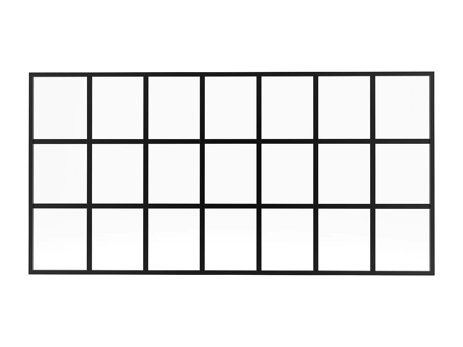 Glazen binnenraam in orangeriestijl van gepoederlakt aluminium – 210 x 105 cm – Zwart – ORANSA