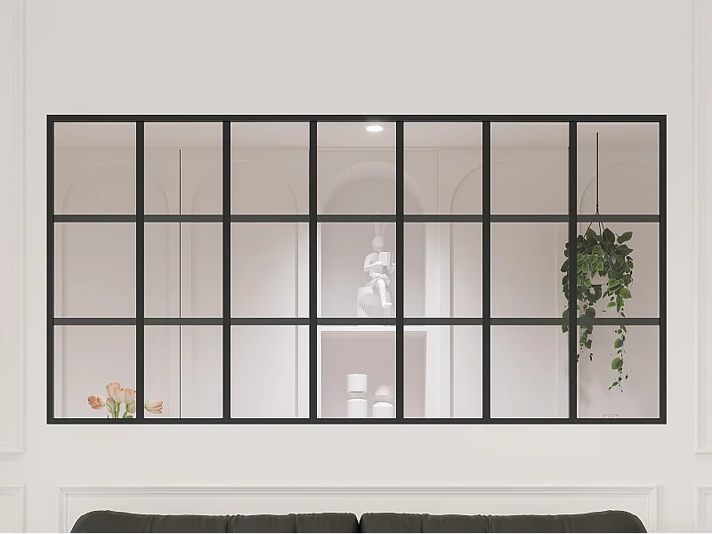 Vetrata stile giardino d'inverno - 210 x 105 cm- Alluminio termolaccato - Nero - ORANSA