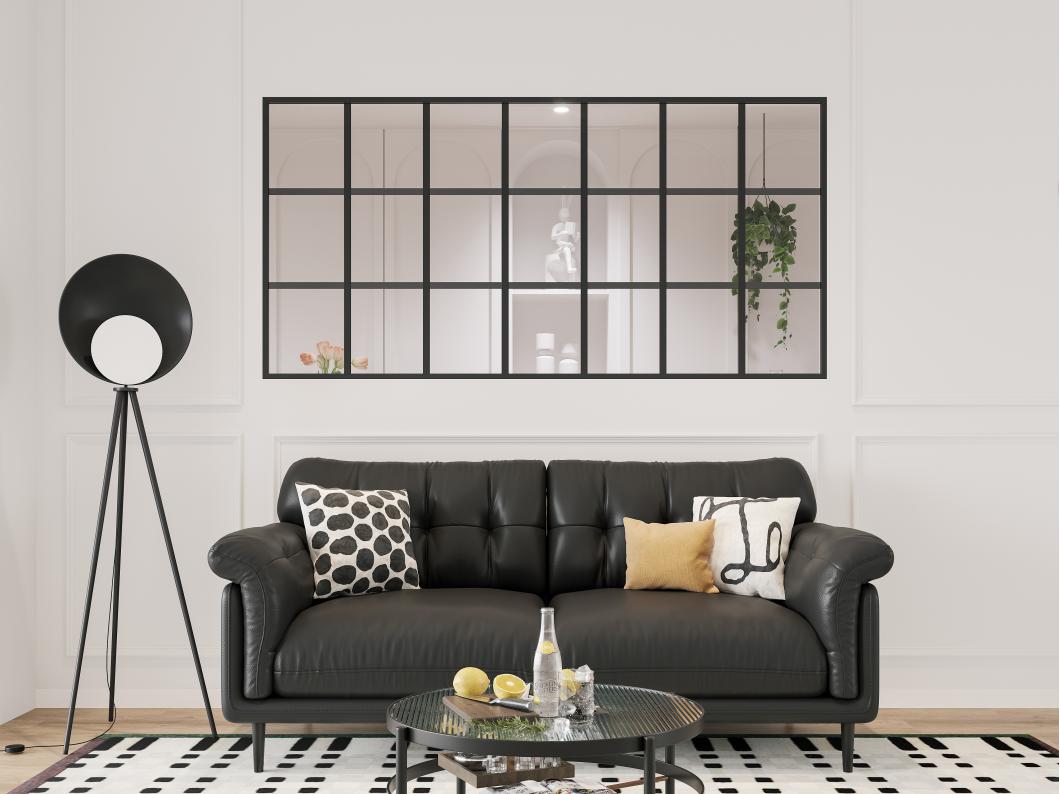 Glaswand im Orangeriestil - thermolackiertes Aluminium - 210 x 105 cm - Schwarz - ORANSA