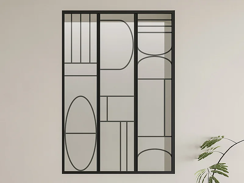 Verrière atelier en aluminium thermolaqué style art déco - 90x130 cm - Noir - COUBARTA