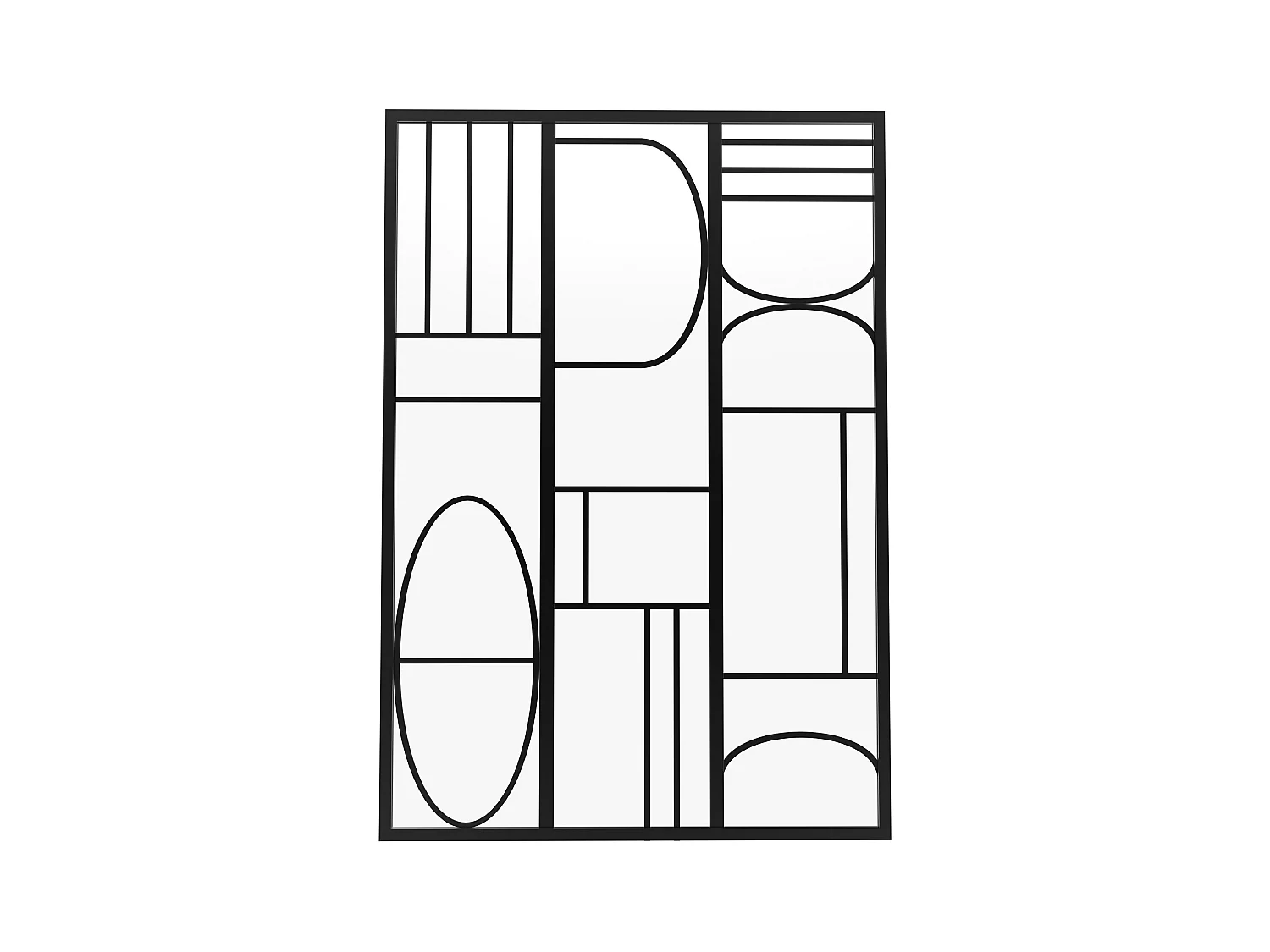 Cristalera de estilo art déco de aluminio termolacado - 90x130 cm - Negro - COUBARTA