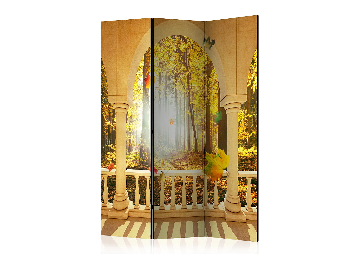 Paravent 3 volets panneaux cloison séparateur de pièce pliable recto verso Rêve de forêt automnale 135x172 cm PAR110296